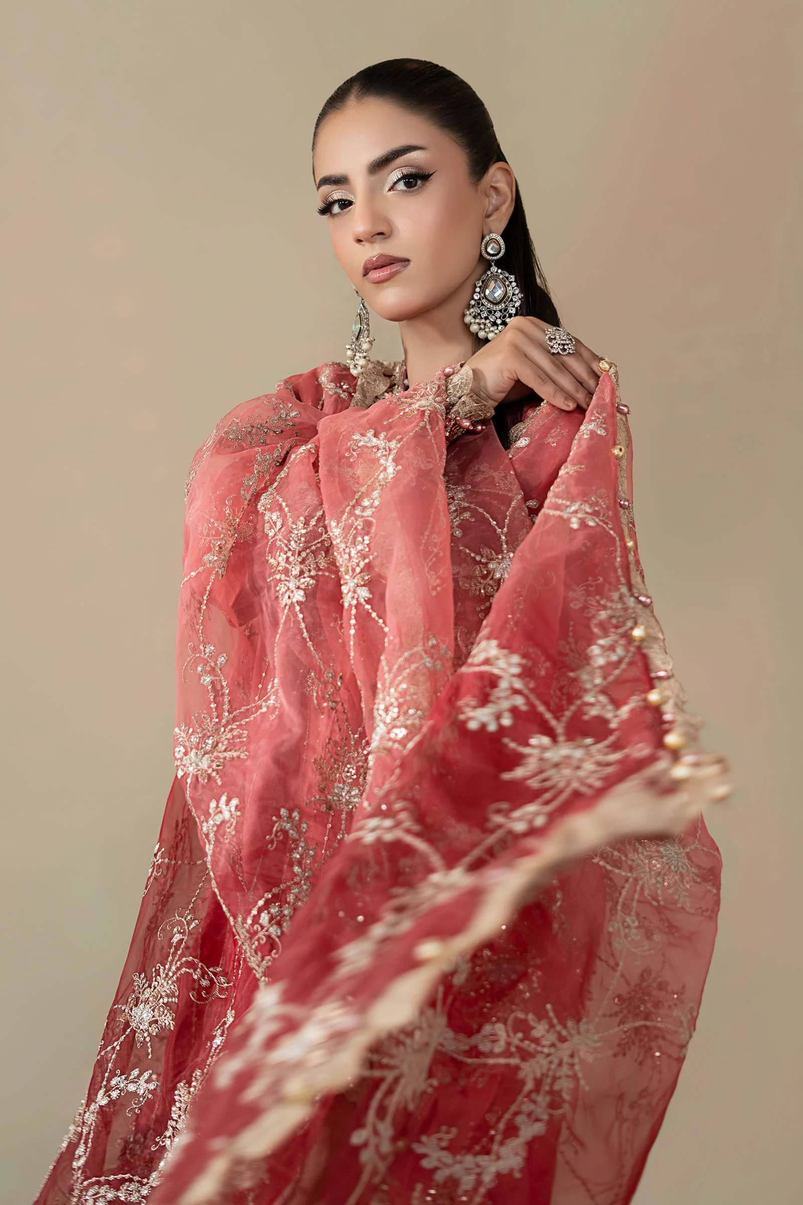 3 Piece Embroidered Cotton Satin Suit | CSS-809 - Image 2