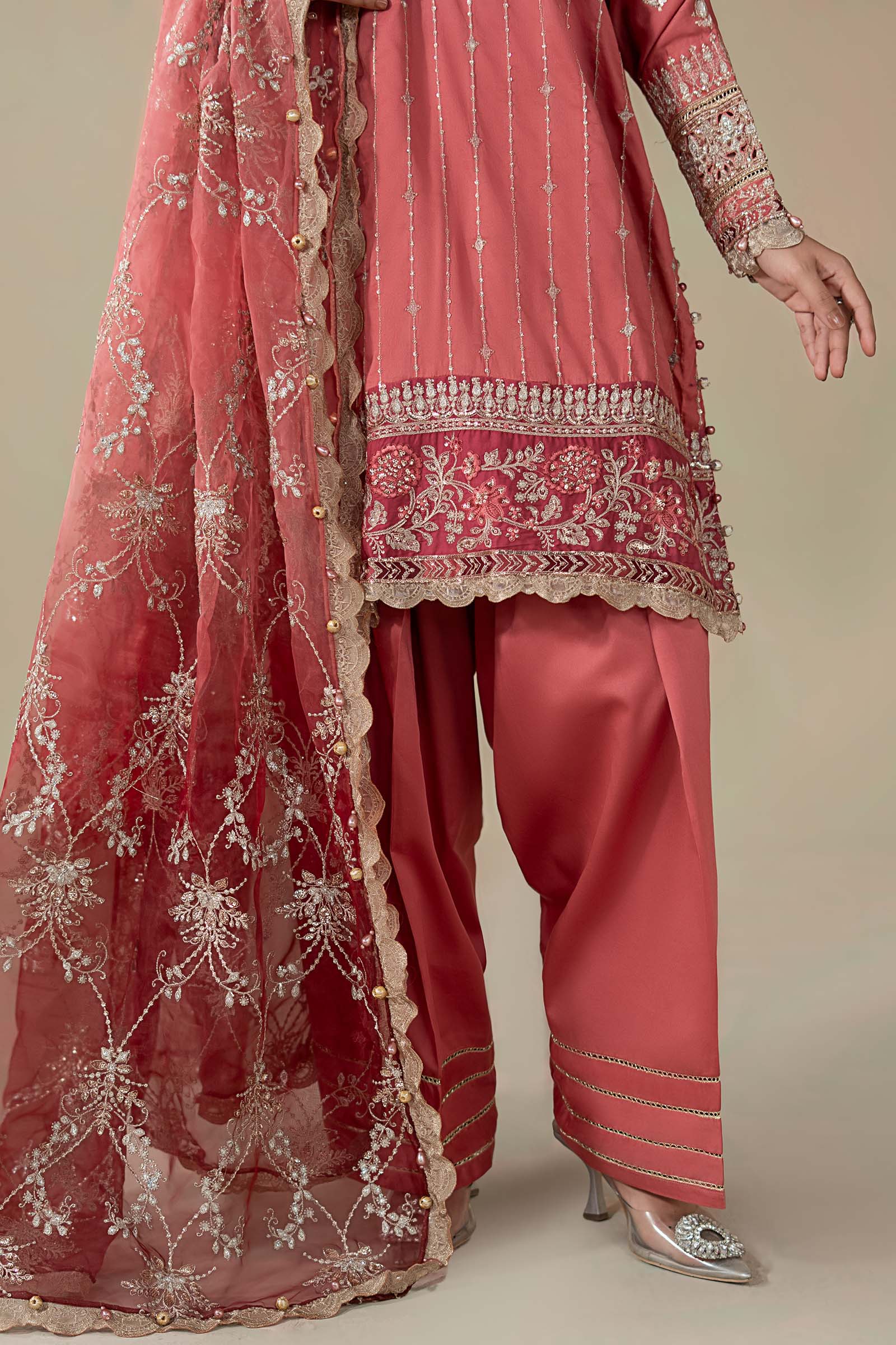 3 Piece Embroidered Cotton Satin Suit | CSS-809 - Image 4