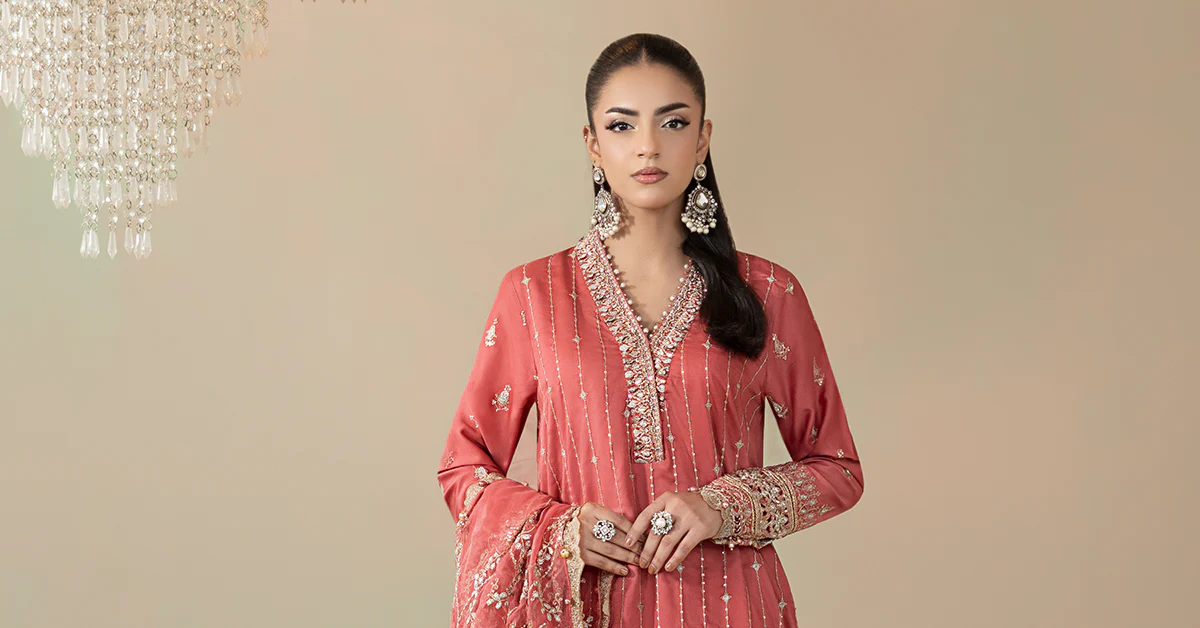 3 Piece Embroidered Cotton Satin Suit | CSS-809 - Image 7