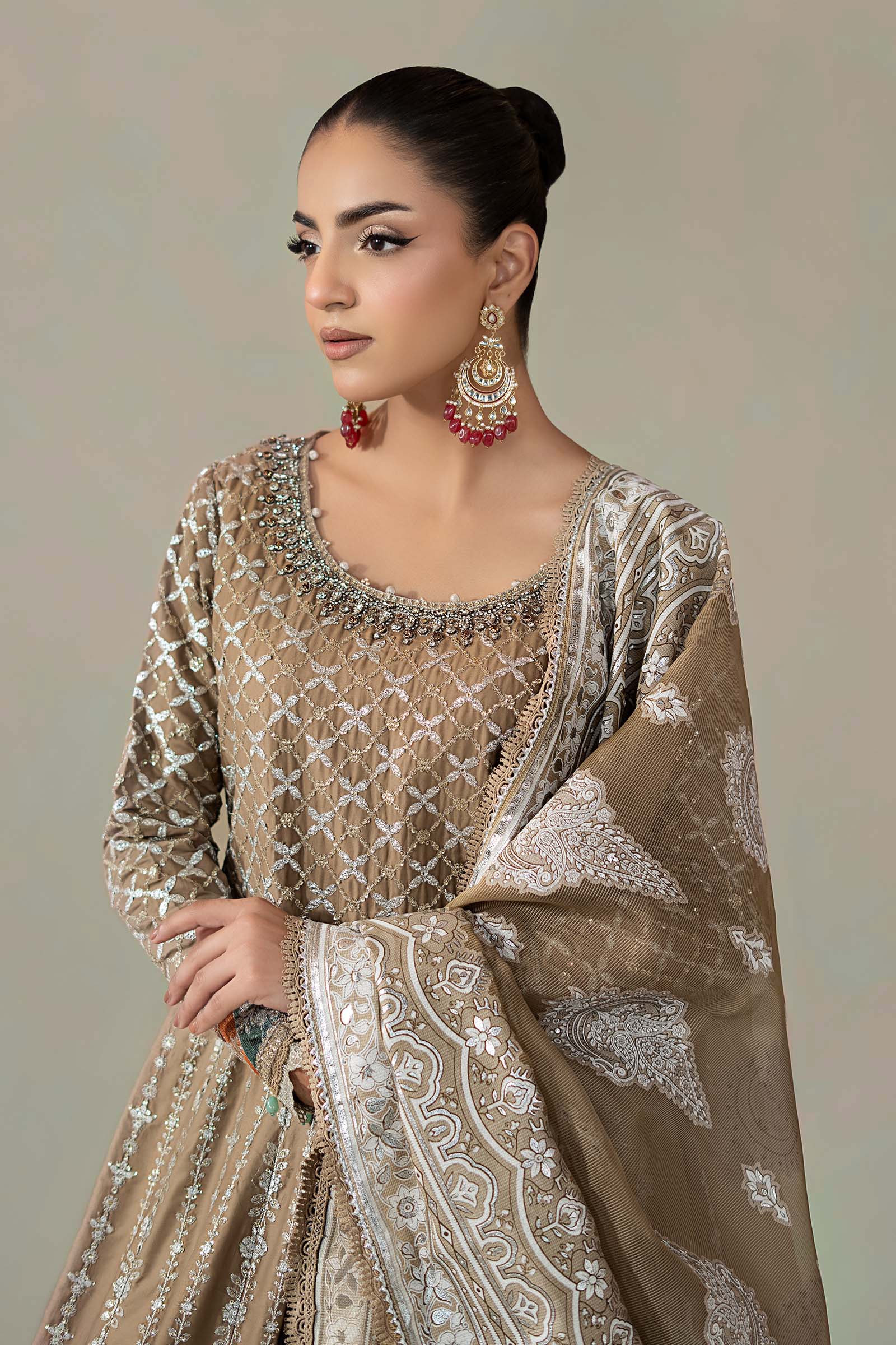 3 Piece Embroidered Cotton Satin Suit | CSS-810 - Image 2