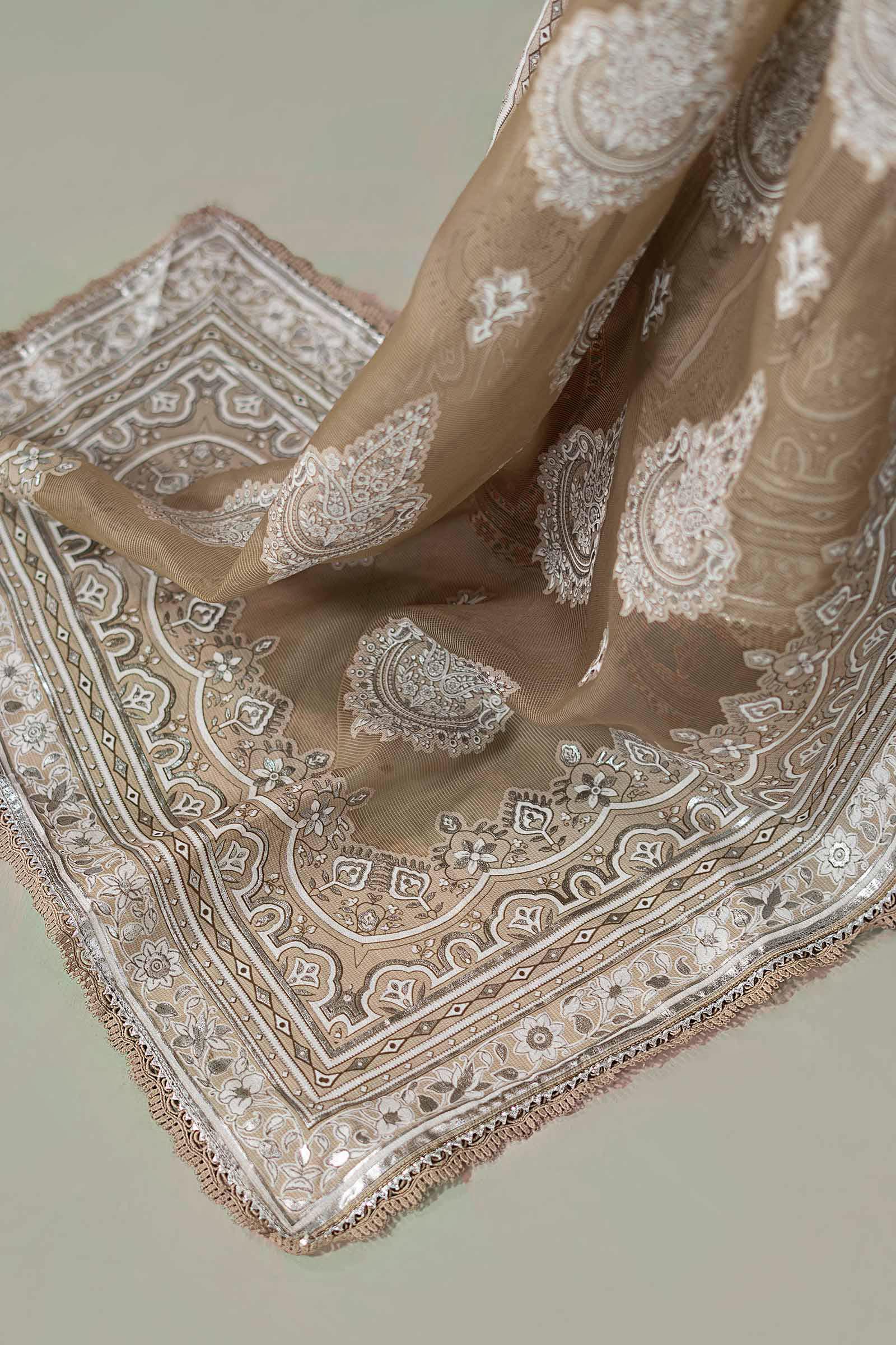 3 Piece Embroidered Cotton Satin Suit | CSS-810 - Image 4