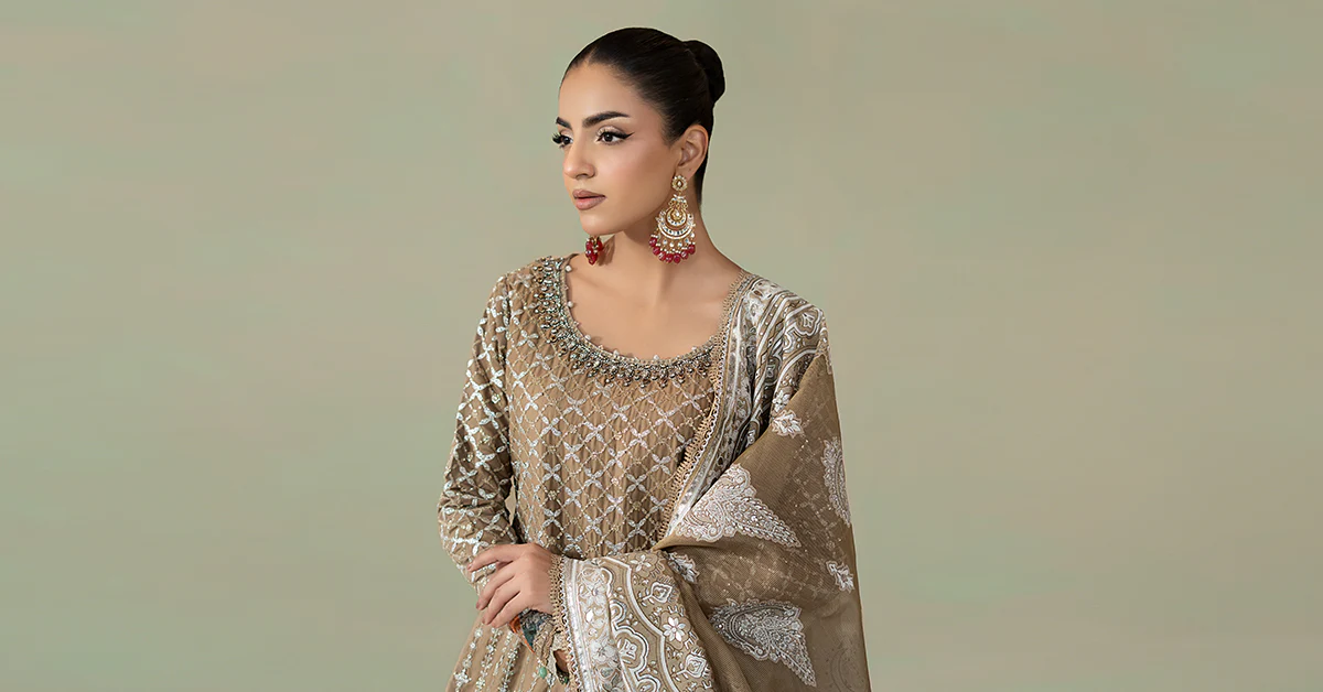 3 Piece Embroidered Cotton Satin Suit | CSS-810 - Image 9