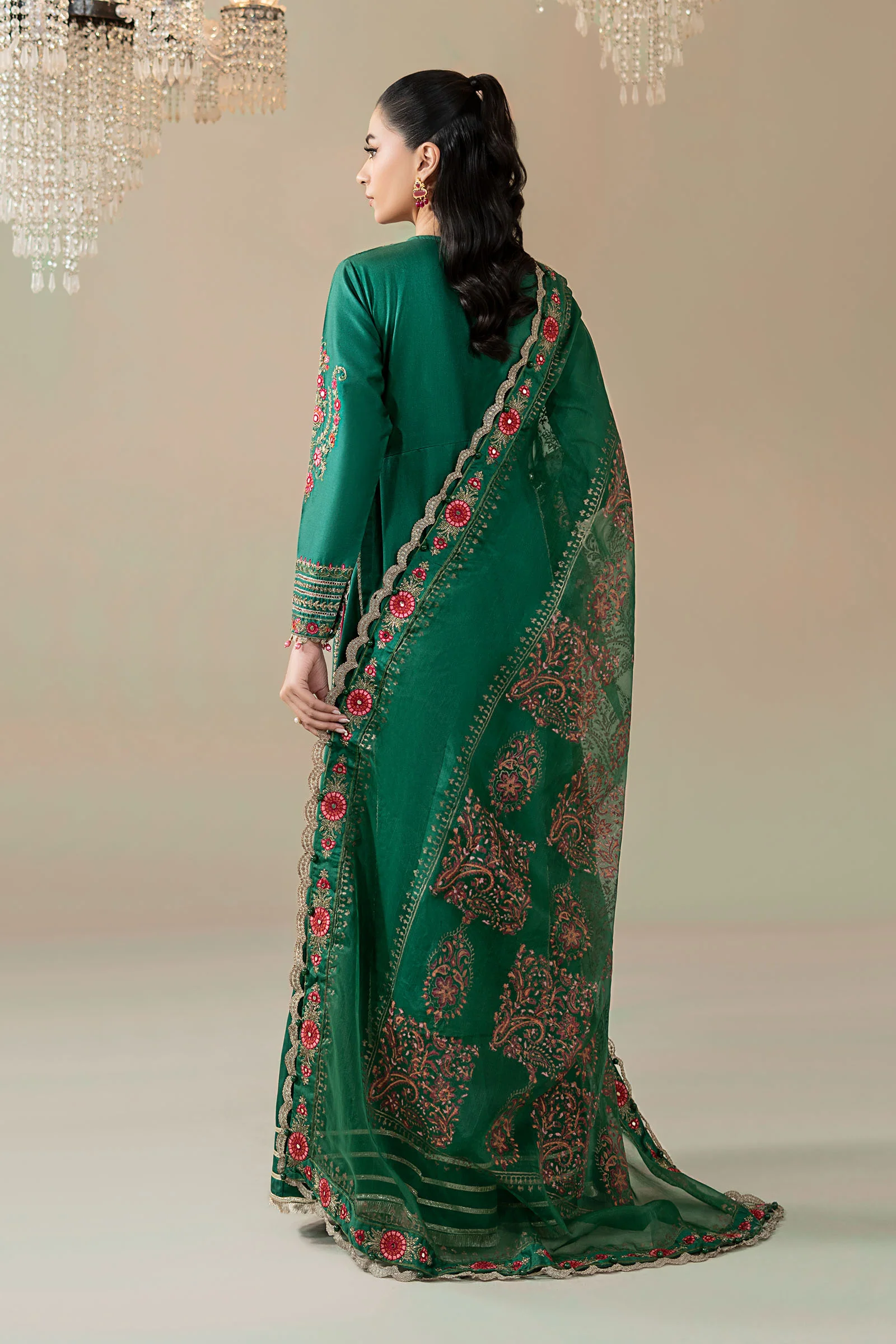 3 Piece Embroidered Cotton Satin Suit | CSS-811 - Image 7