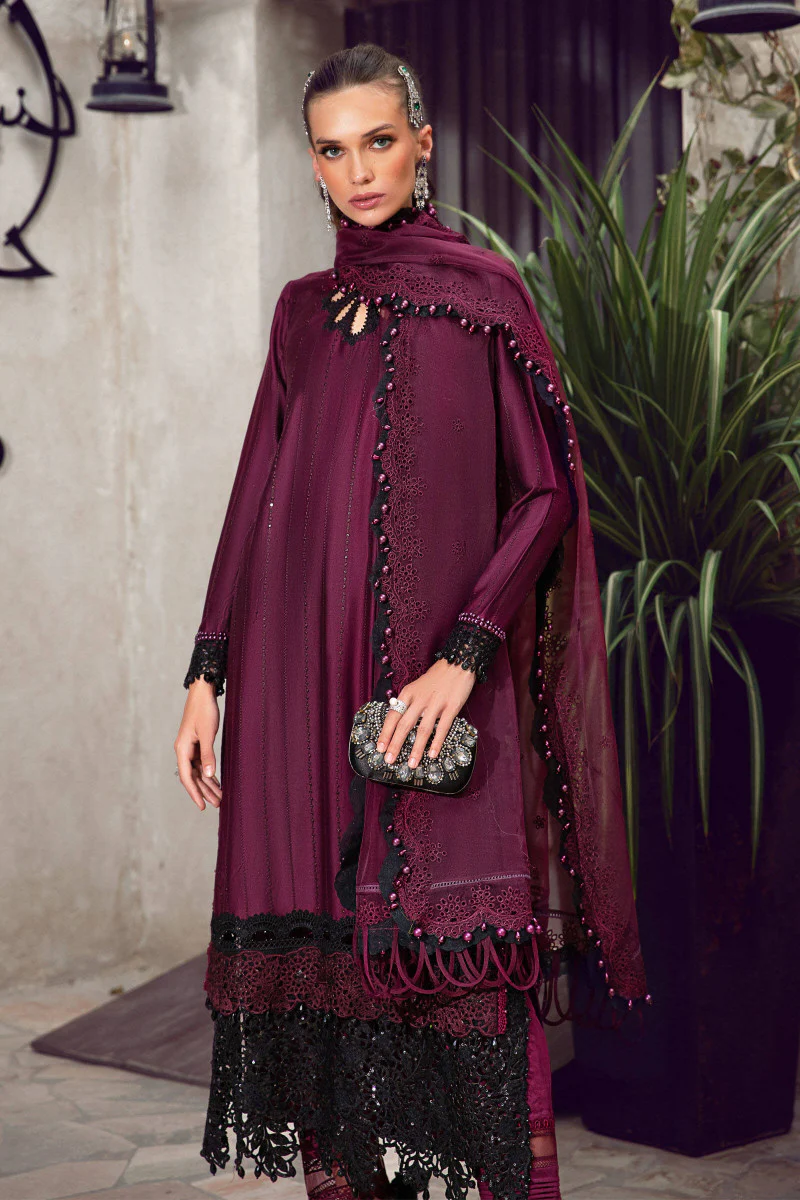 Unstitched Sateen CST-501-Plum and Black - Image 2