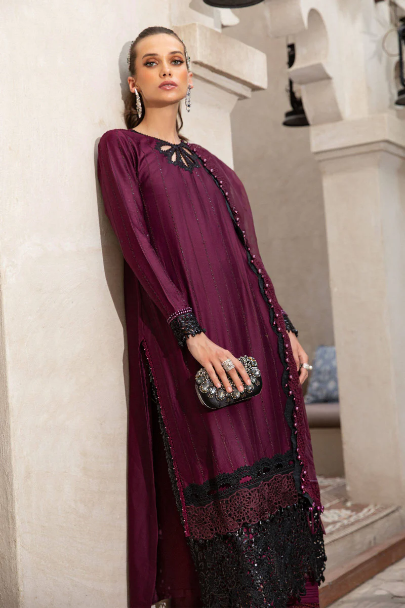 Unstitched Sateen CST-501-Plum and Black - Image 4