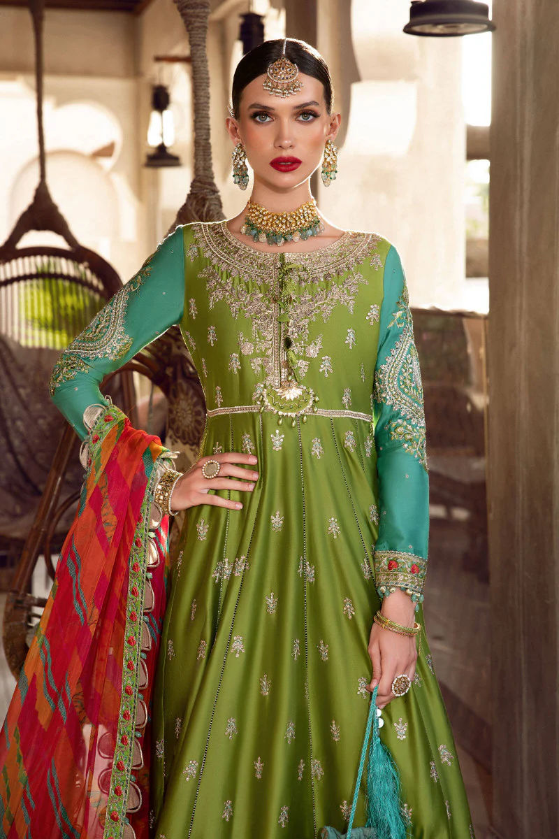 Unstitched Sateen CST-502-Green and Ferozi - Image 2