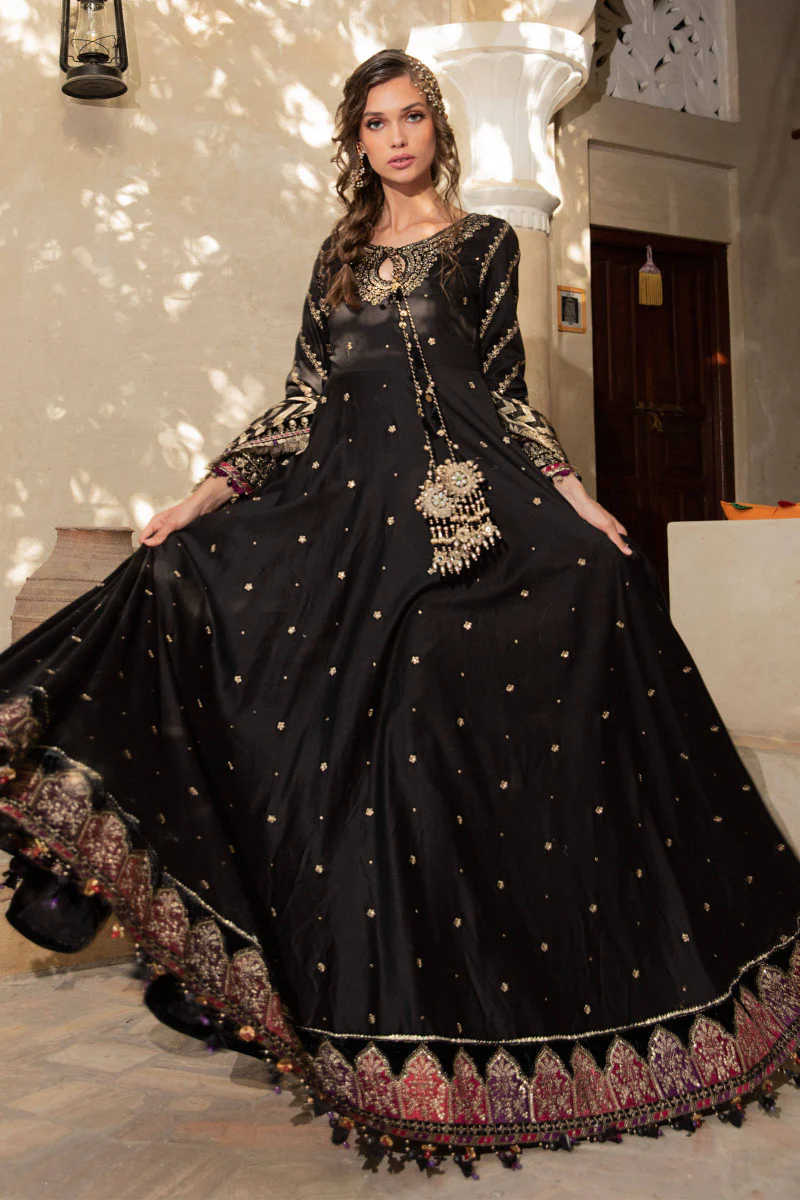 Unstitched Sateen CST-506-Black and burnt Gold - Image 3