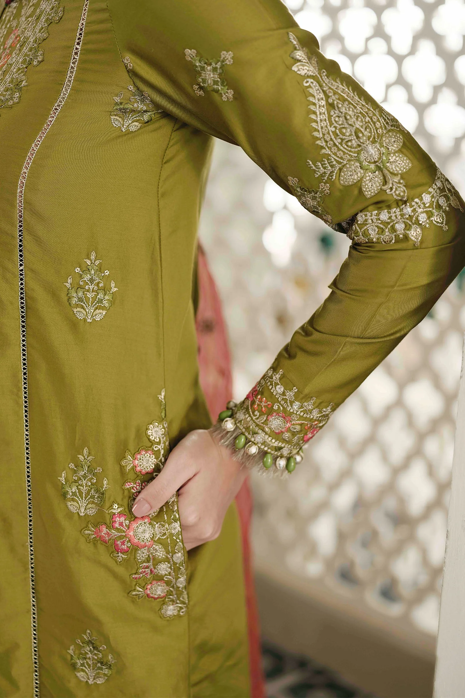 Unstitched Sateen - Lime Green CST-607 - Image 6