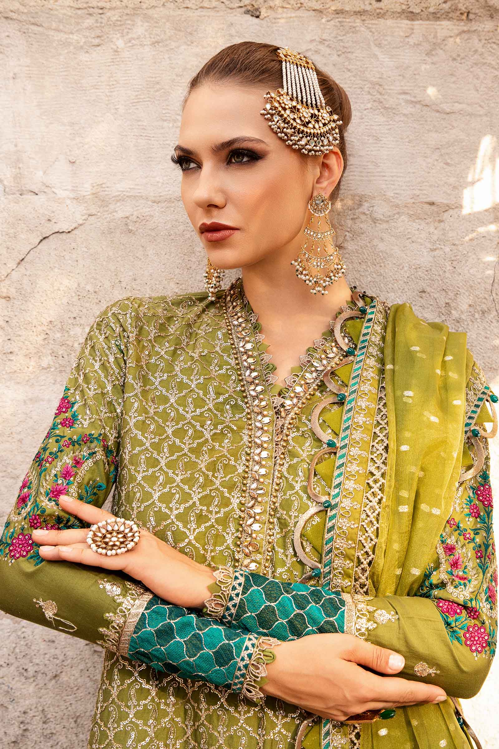 Unstitched Embroidered Cotton Satin Suit | CST-803 - Image 4