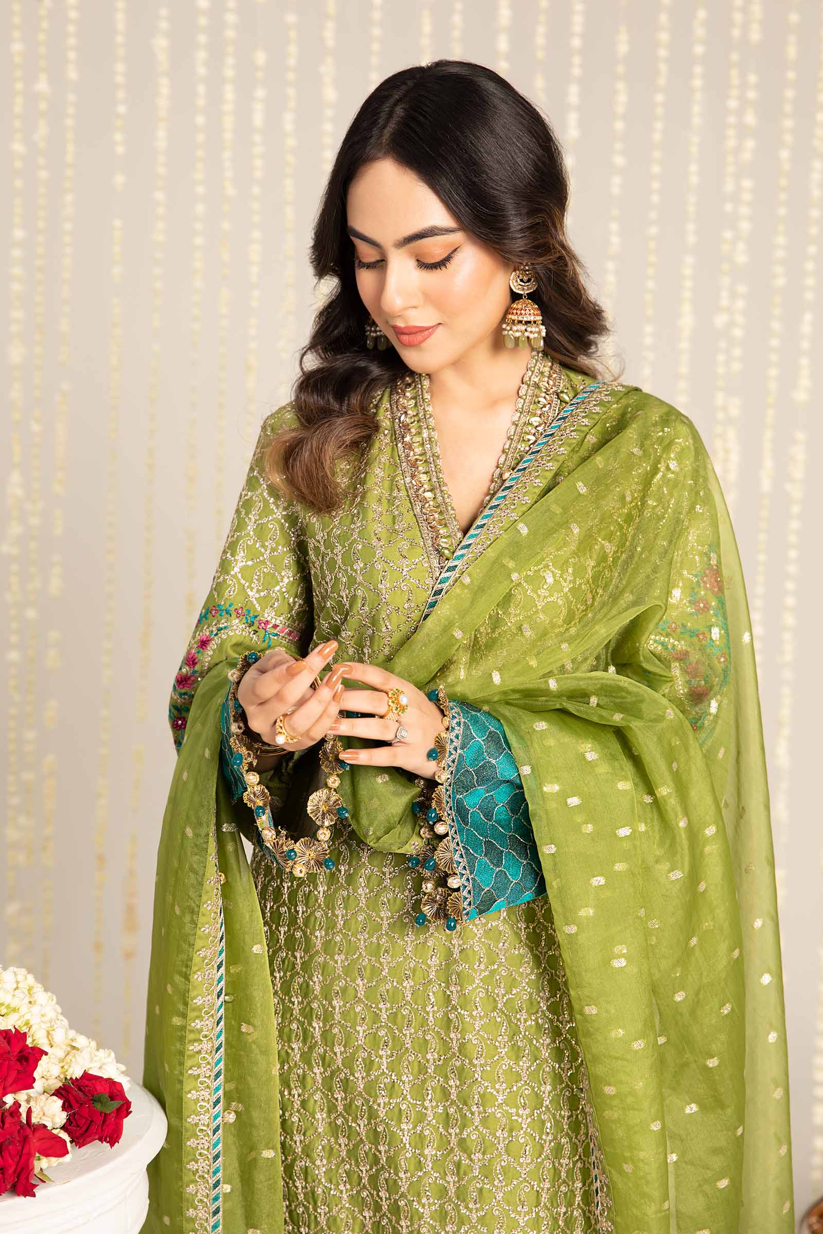 Unstitched Embroidered Cotton Satin Suit | CST-803 - Image 6
