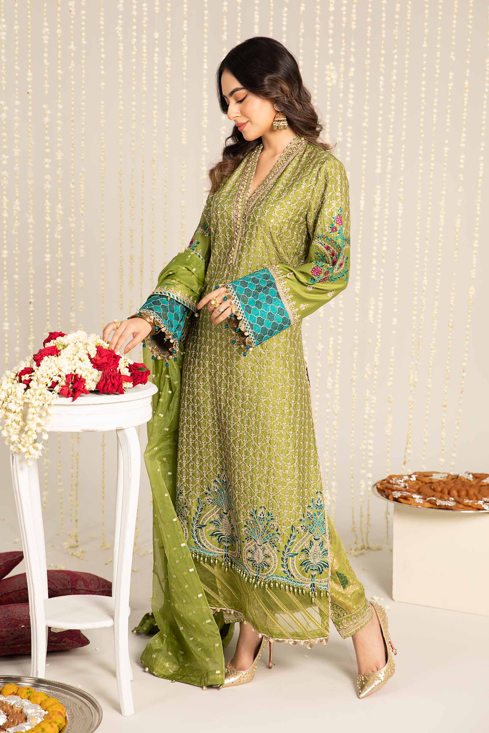 Unstitched Embroidered Cotton Satin Suit | CST-803 - Image 9