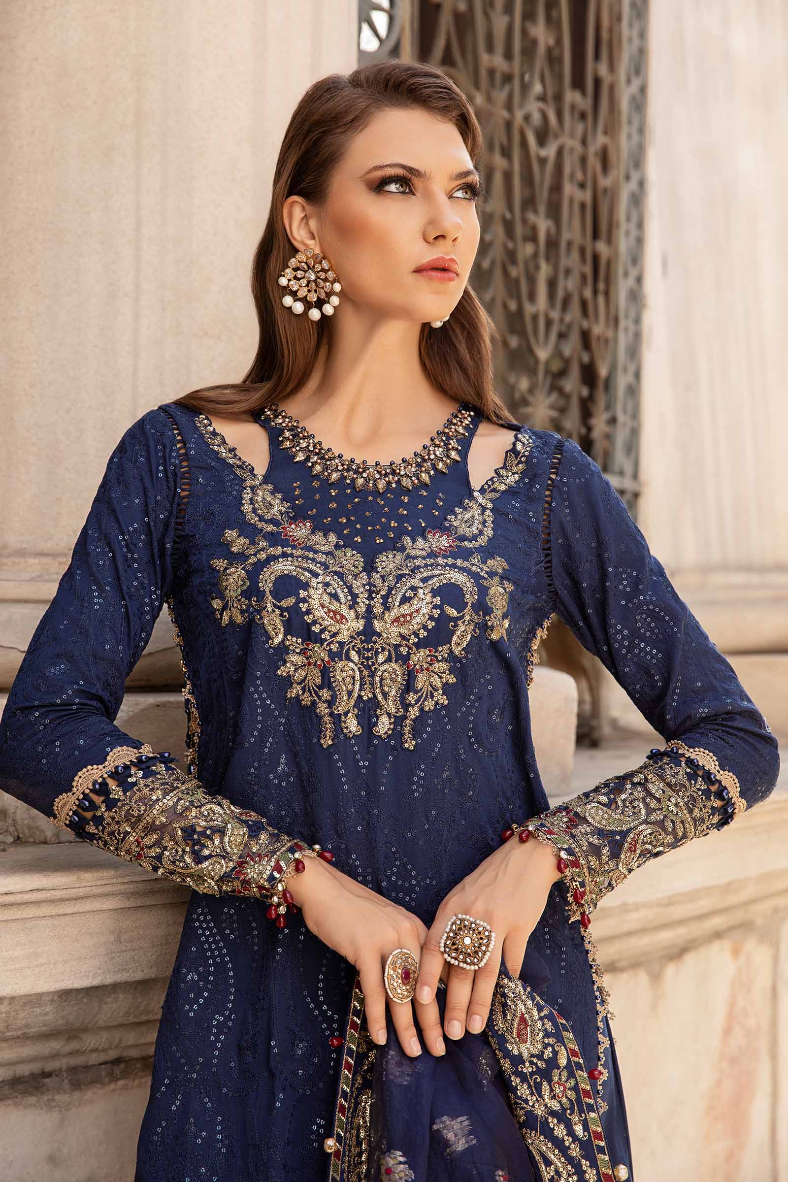 Unstitched Embroidered Cotton Satin Suit | CST-804 - Image 4