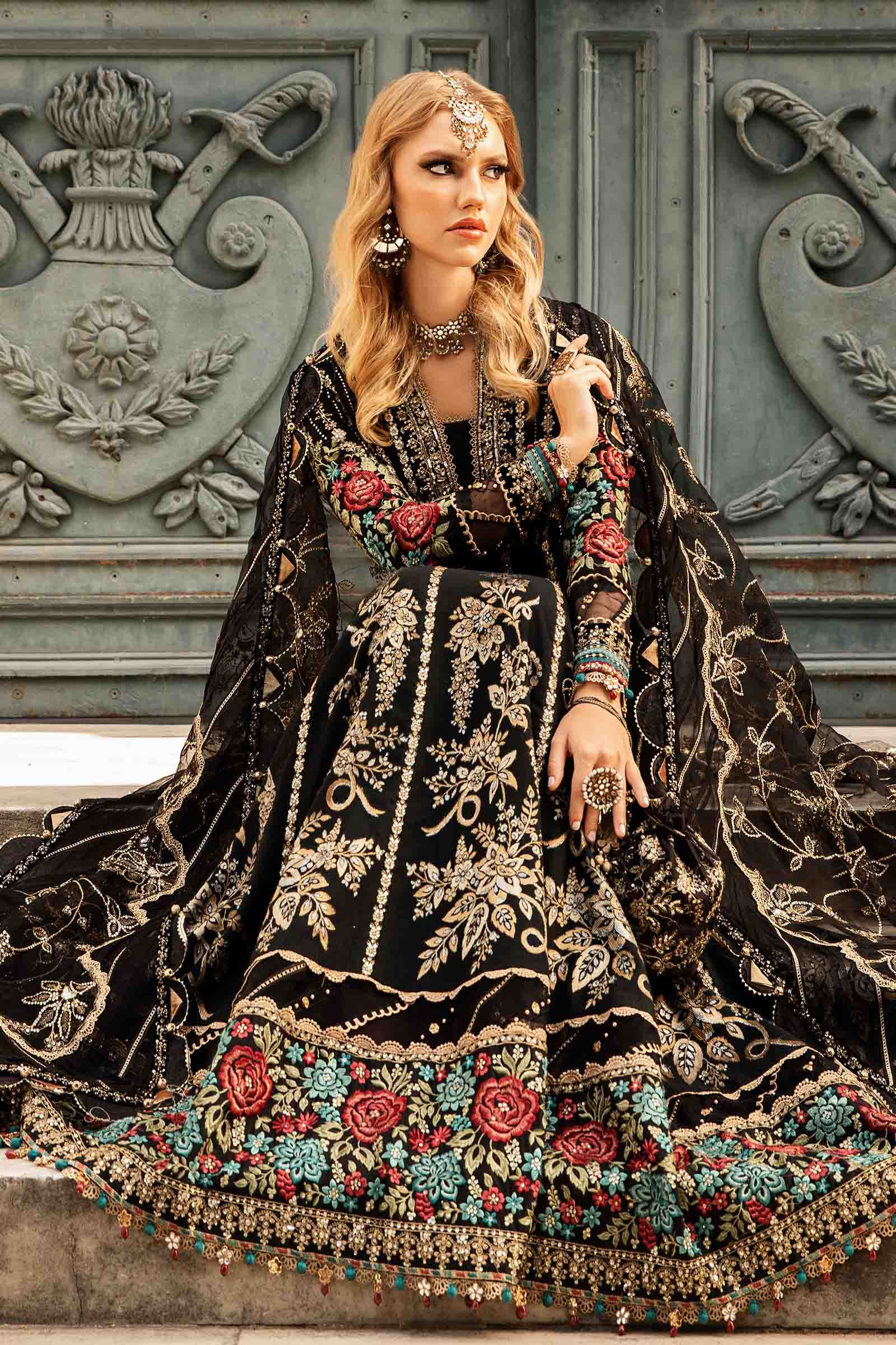 Unstitched Embroidered Cotton Satin Suit | CST-806 - Image 4