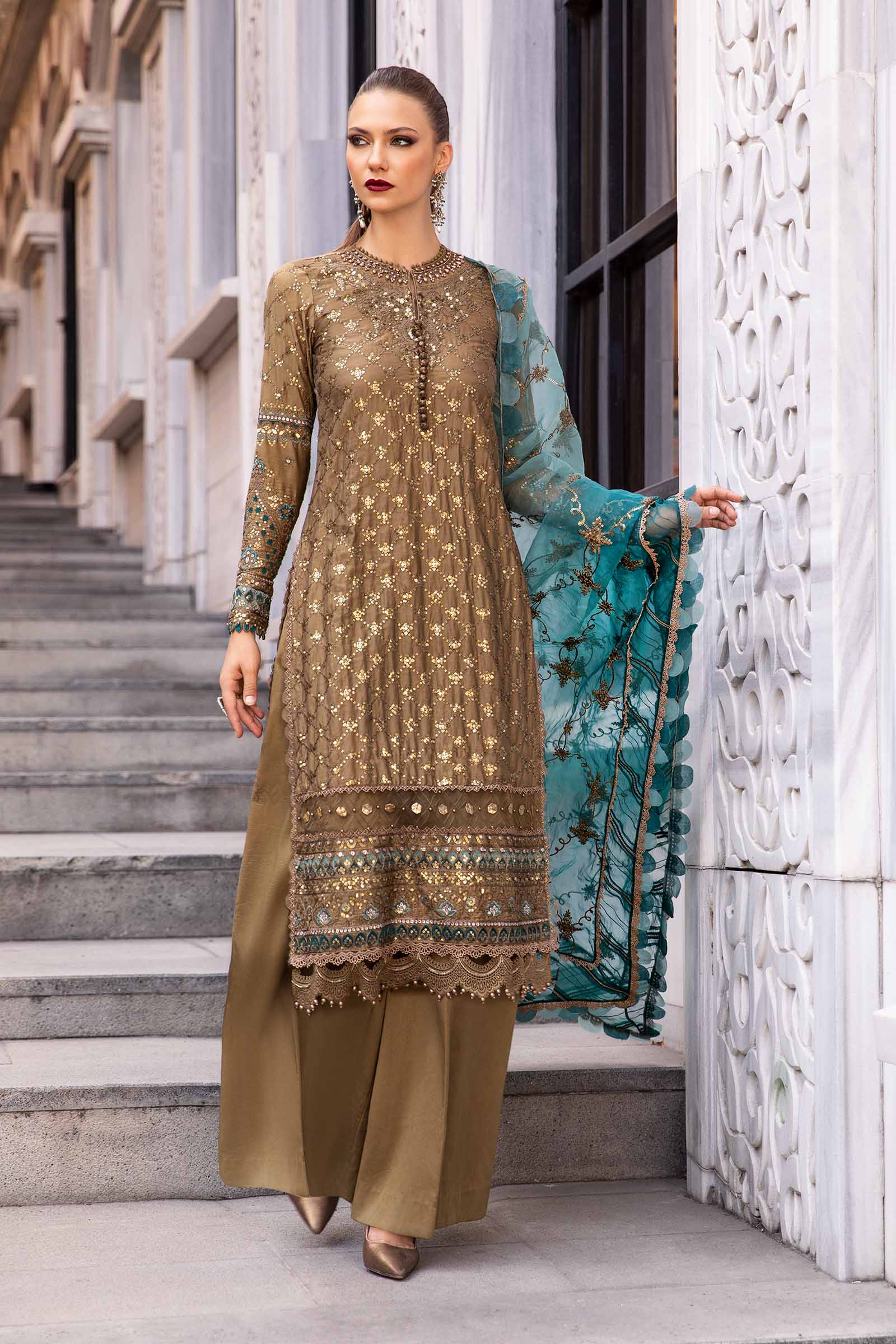 Unstitched Embroidered Cotton Satin Suit | CST-808 - Image 2