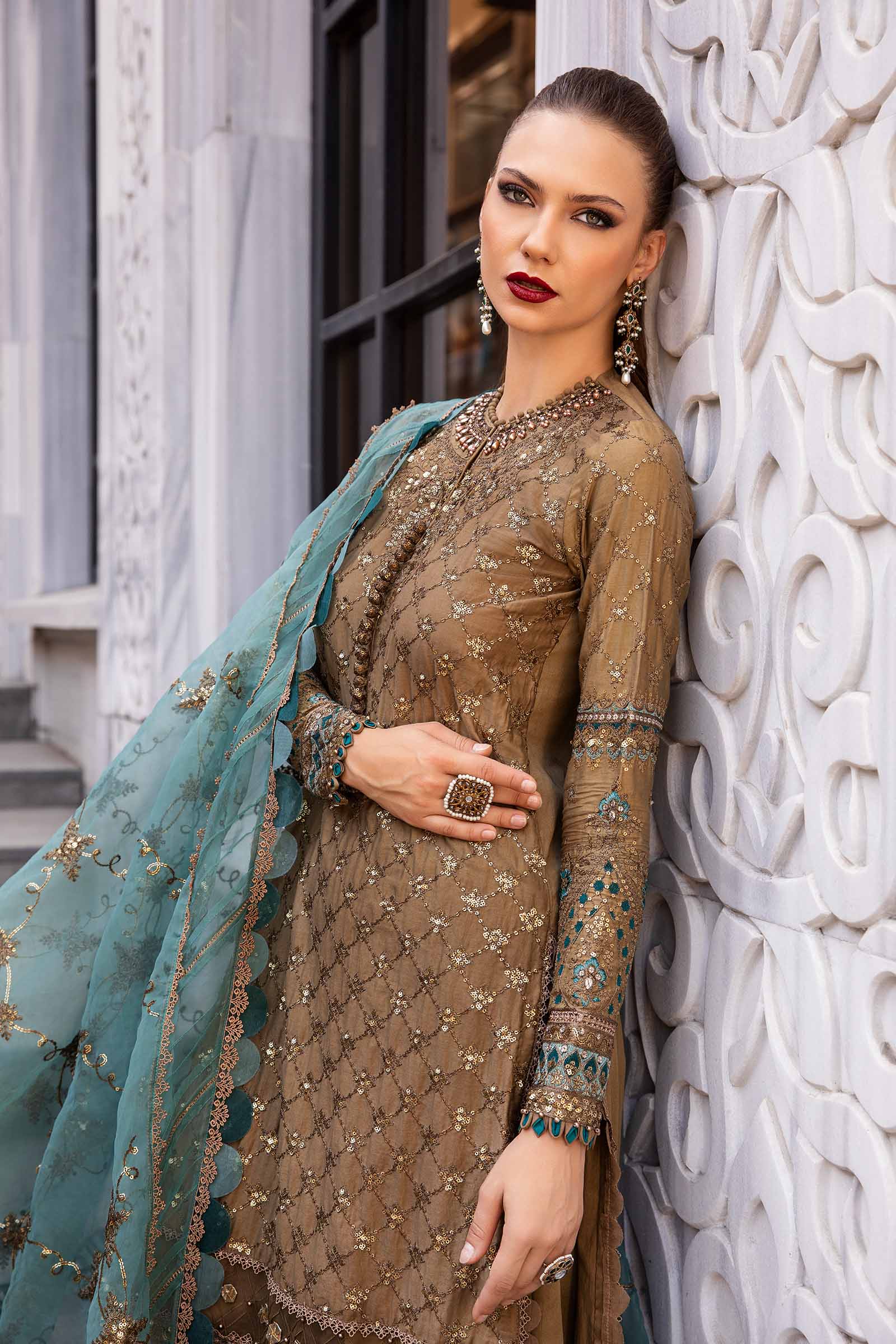 Unstitched Embroidered Cotton Satin Suit | CST-808 - Image 4