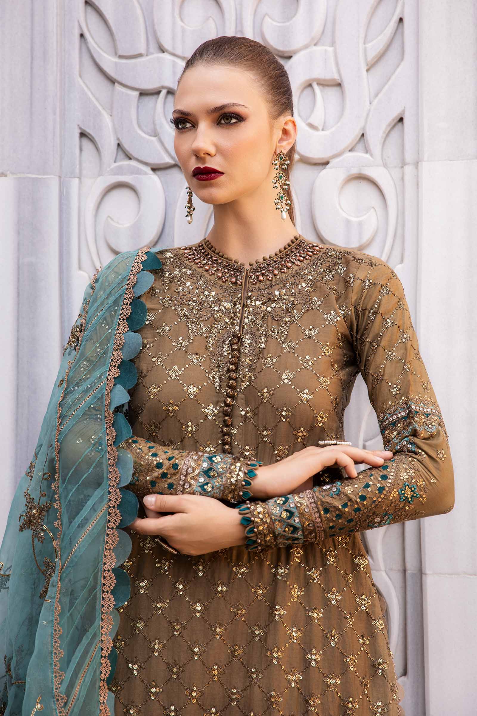 Unstitched Embroidered Cotton Satin Suit | CST-808 - Image 5