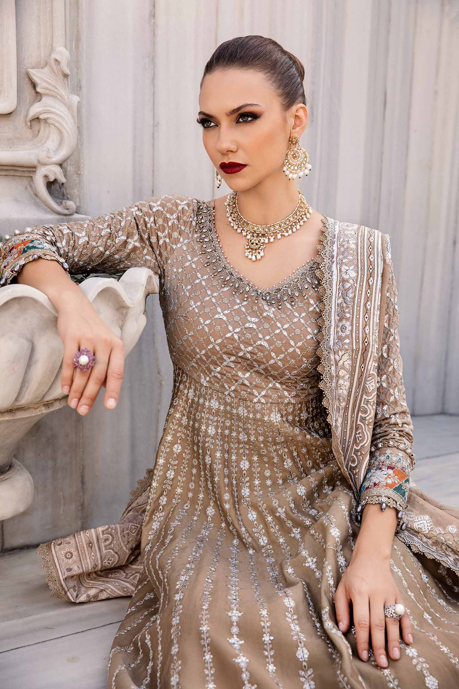 Unstitched Embroidered Cotton Satin Suit | CST-810 - Image 4