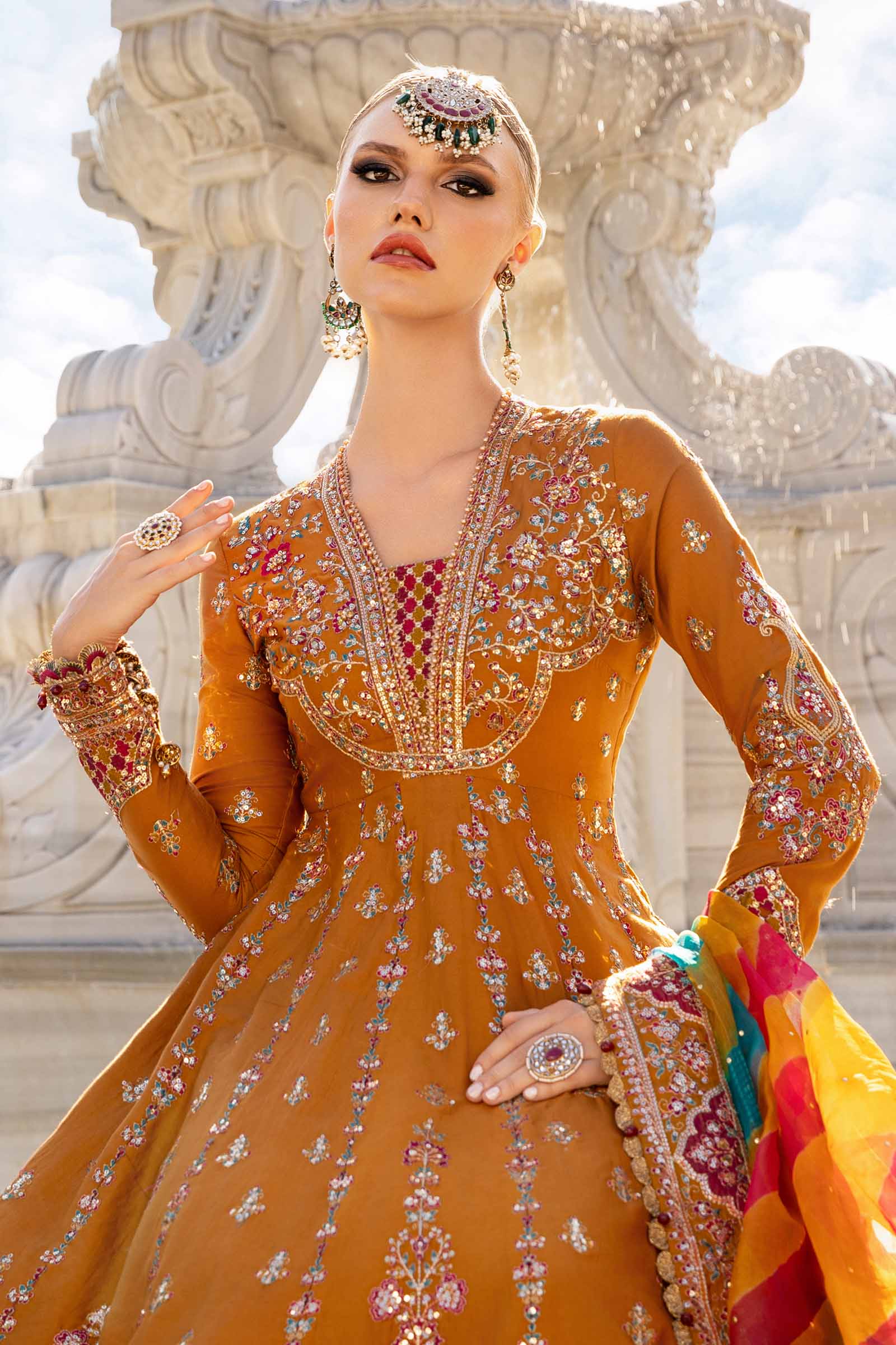 Unstitched Embroidered Cotton Satin Suit | CST-812 - Image 3