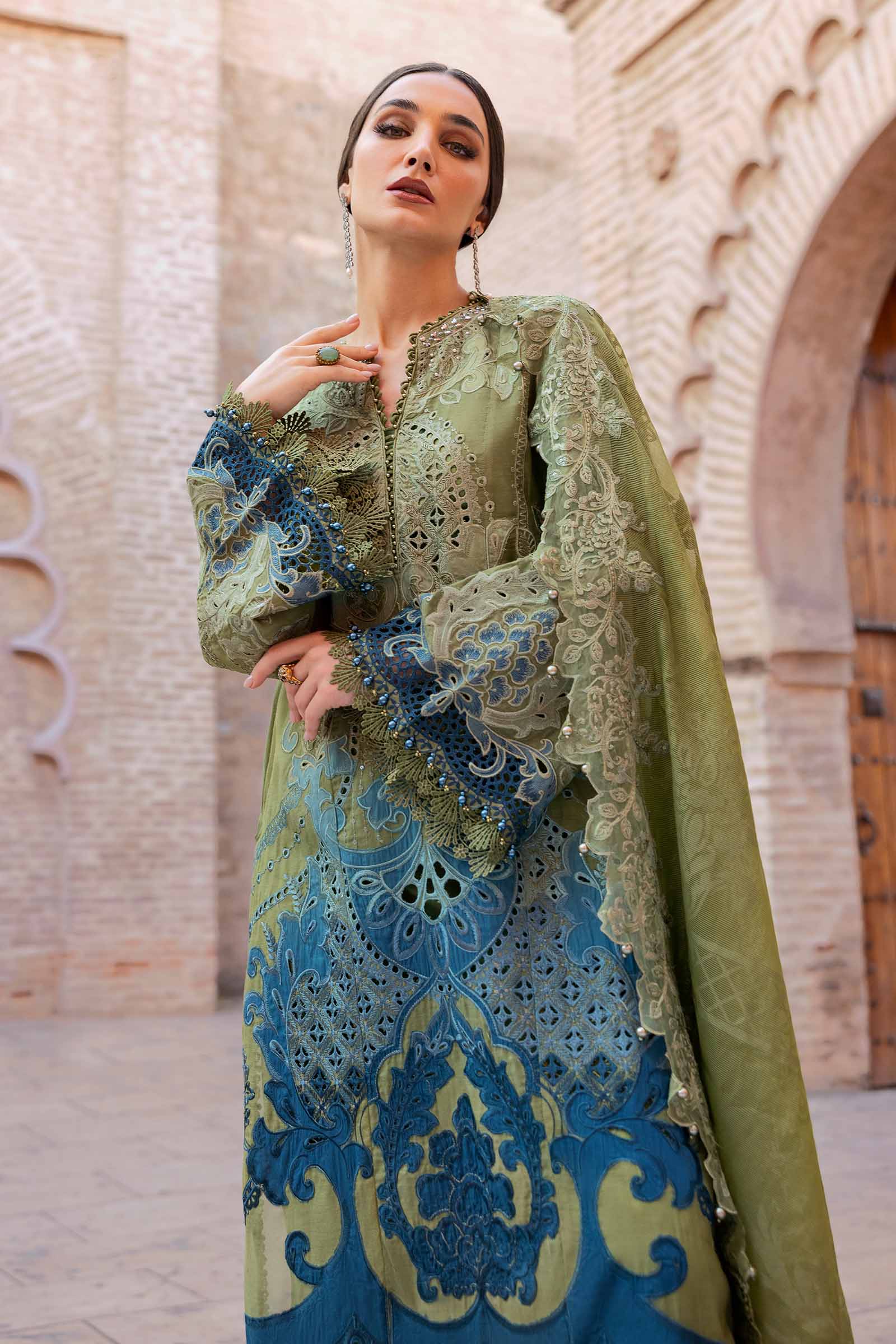 3 Piece Unstitched Embroidered Paper Cotton Suit | D-2501-A - Image 3