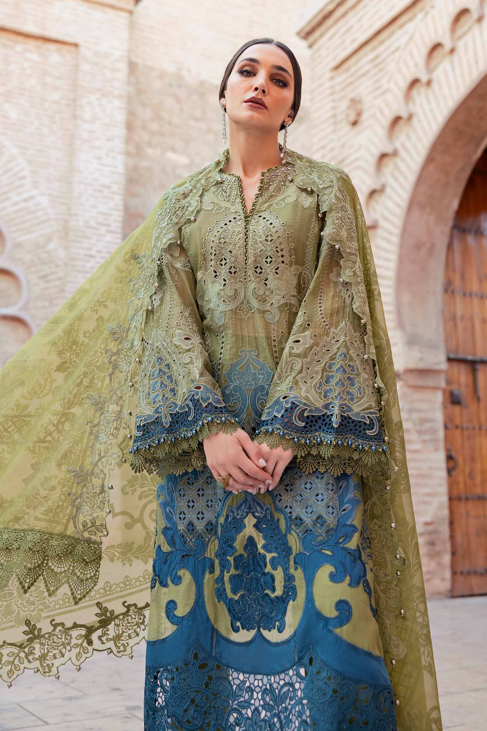 3 Piece Unstitched Embroidered Paper Cotton Suit | D-2501-A - Image 4