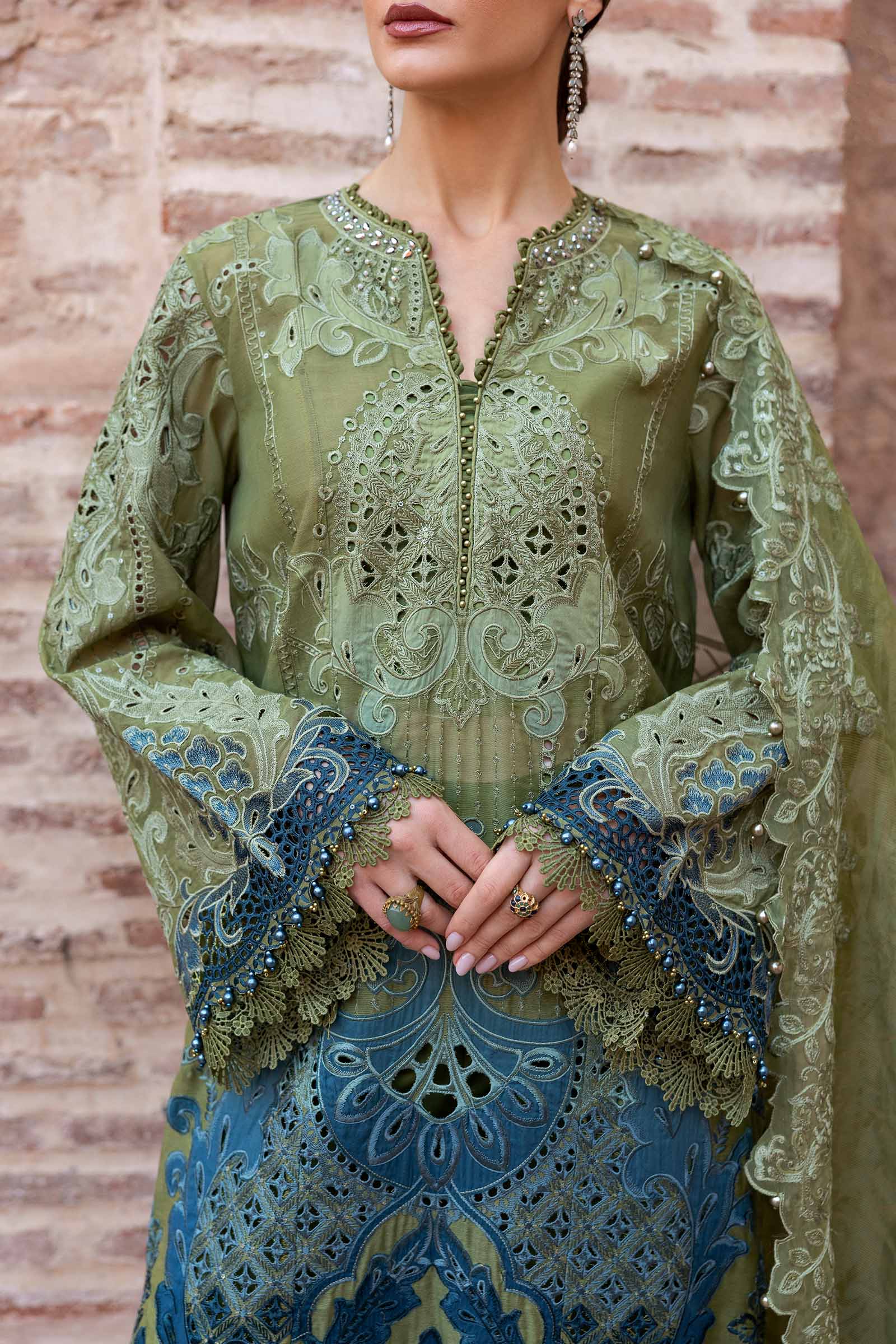 3 Piece Unstitched Embroidered Paper Cotton Suit | D-2501-A - Image 5