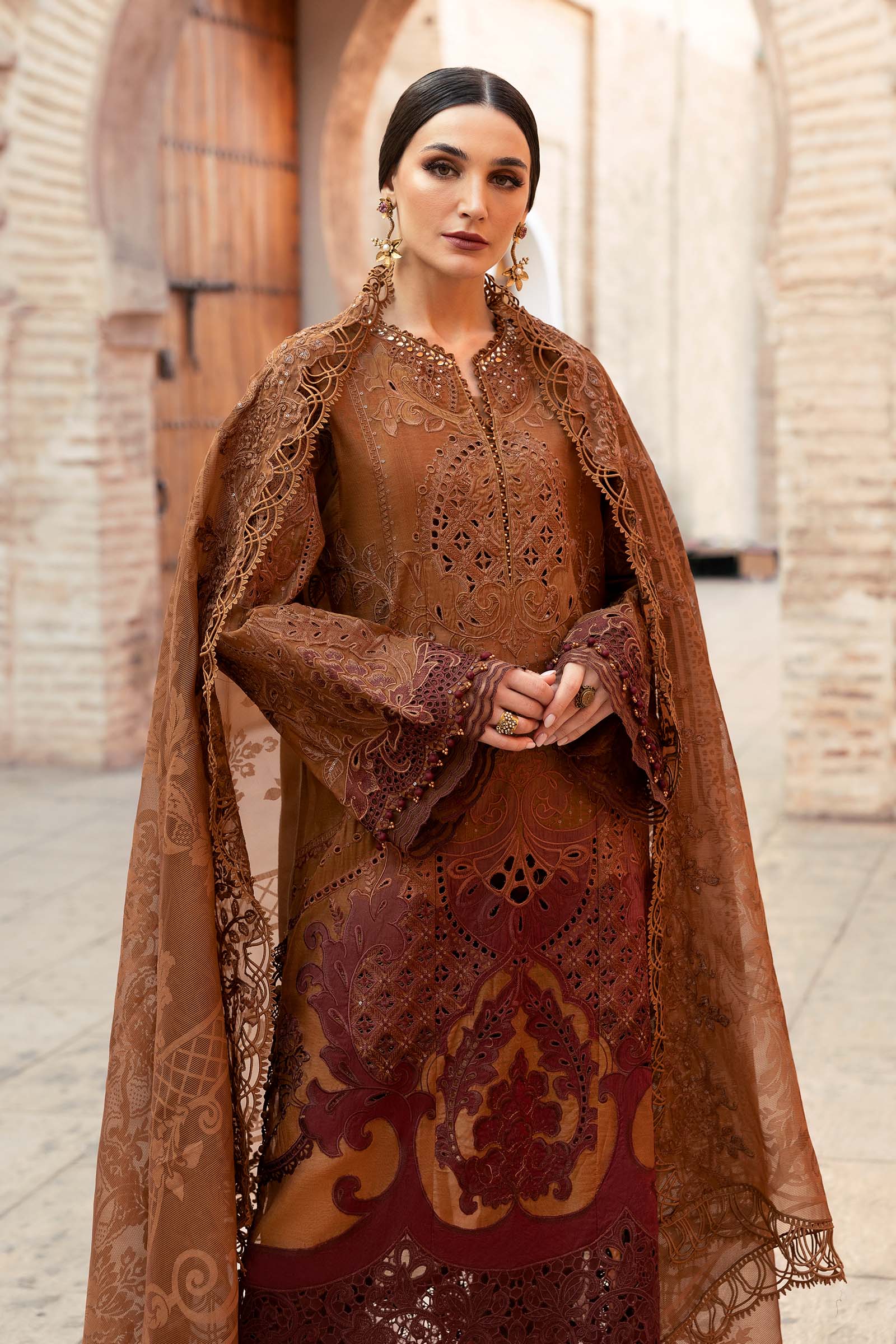 3 Piece Unstitched Embroidered Paper Cotton Suit | D-2501-B - Image 2