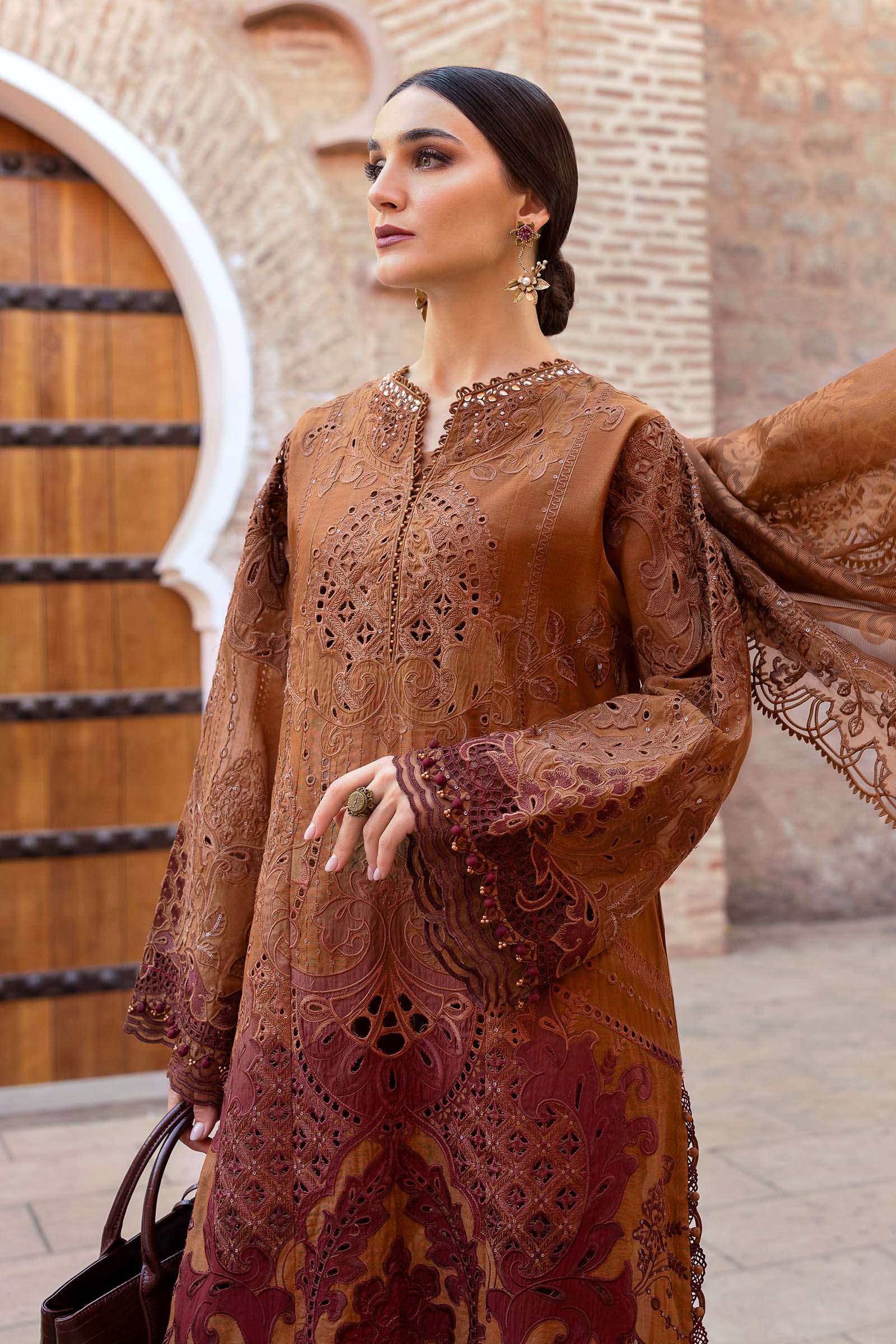 3 Piece Unstitched Embroidered Paper Cotton Suit | D-2501-B - Image 3
