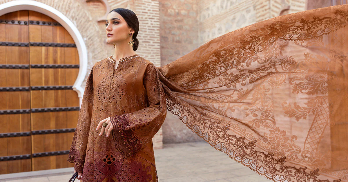 3 Piece Unstitched Embroidered Paper Cotton Suit | D-2501-B - Image 6