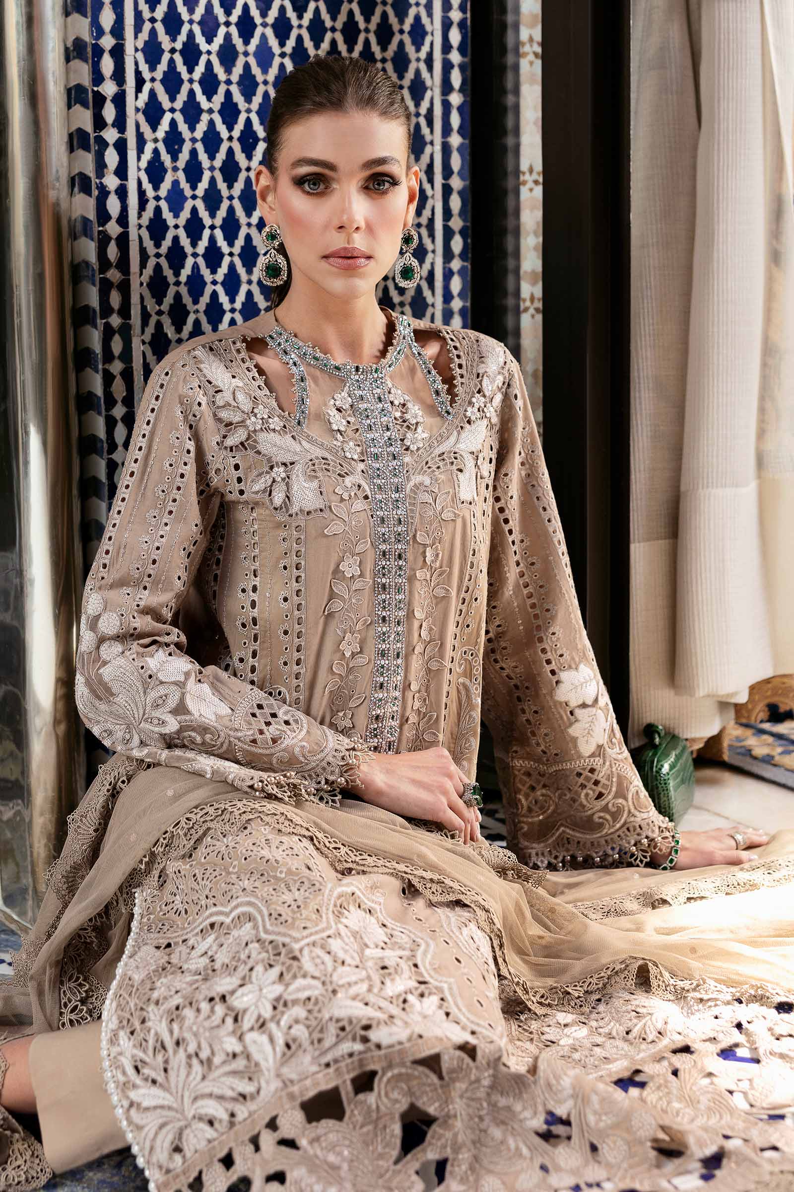 3 Piece Unstitched Embroidered Lawn Suit | D-2502-A - Image 2
