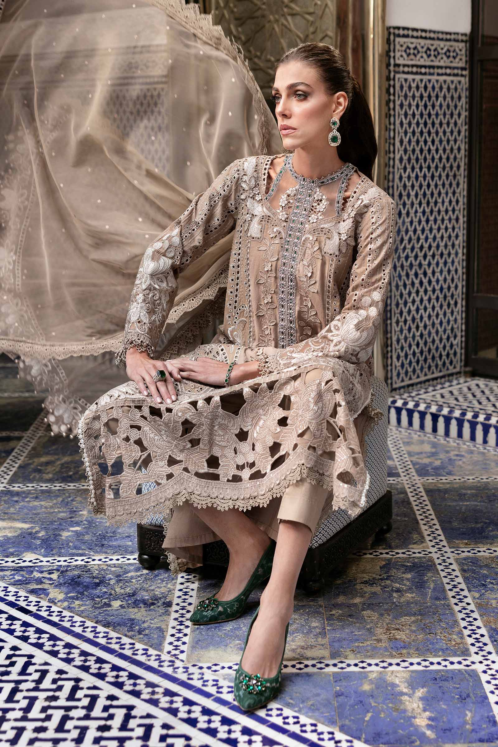 3 Piece Unstitched Embroidered Lawn Suit | D-2502-A - Image 3