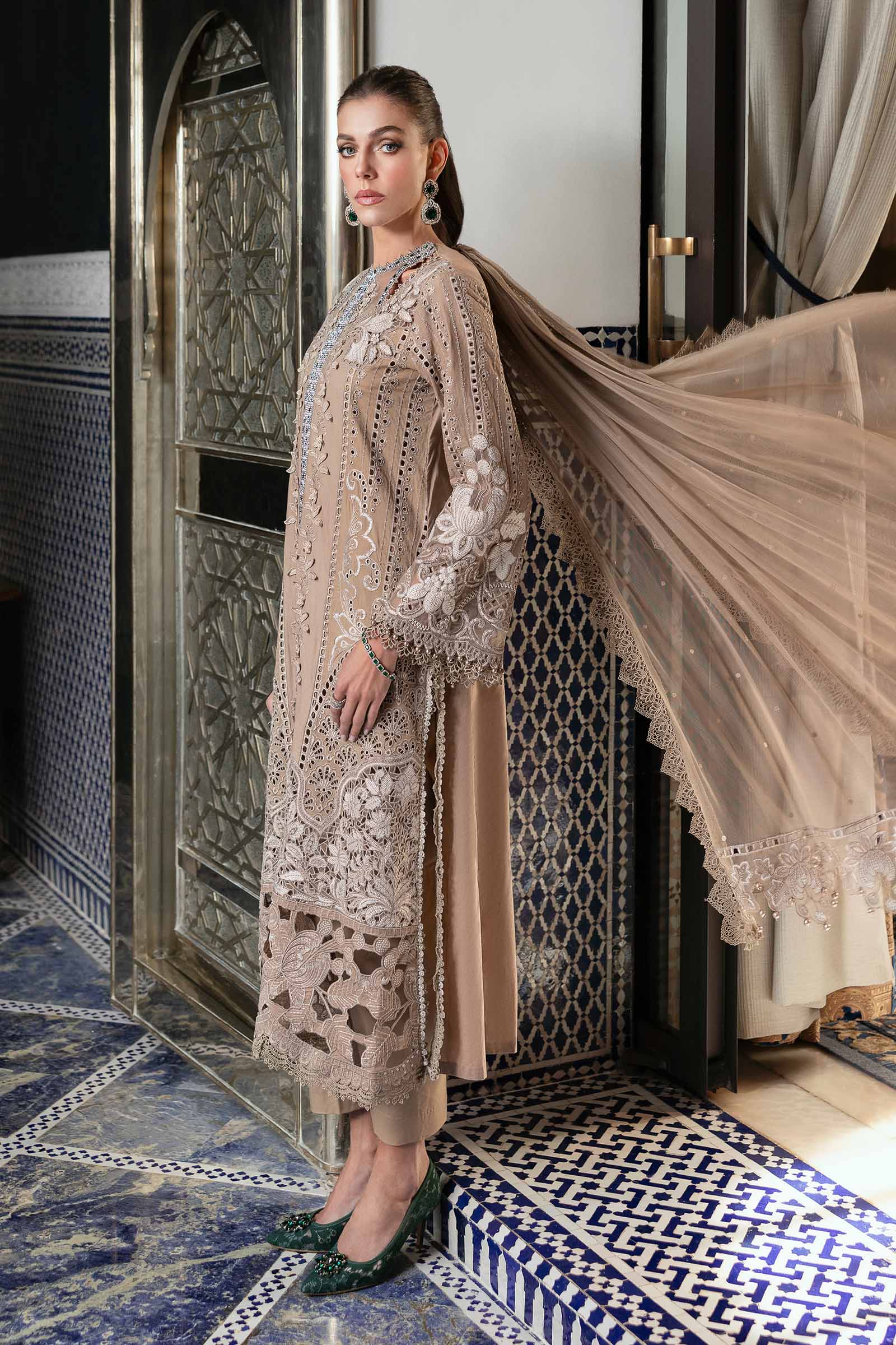 3 Piece Unstitched Embroidered Lawn Suit | D-2502-A - Image 4
