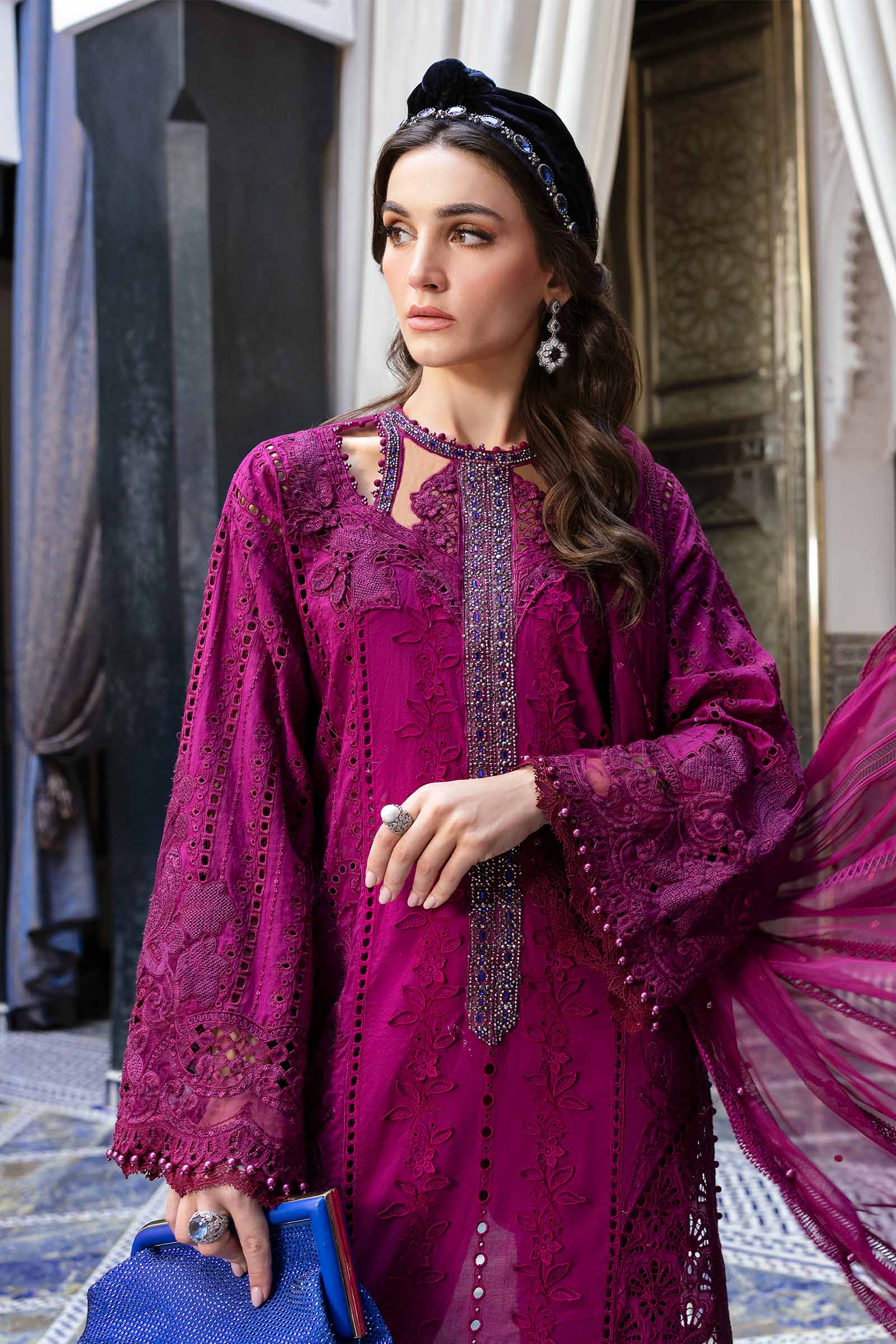 3 Piece Unstitched Embroidered Lawn Suit | D-2502-B - Image 3