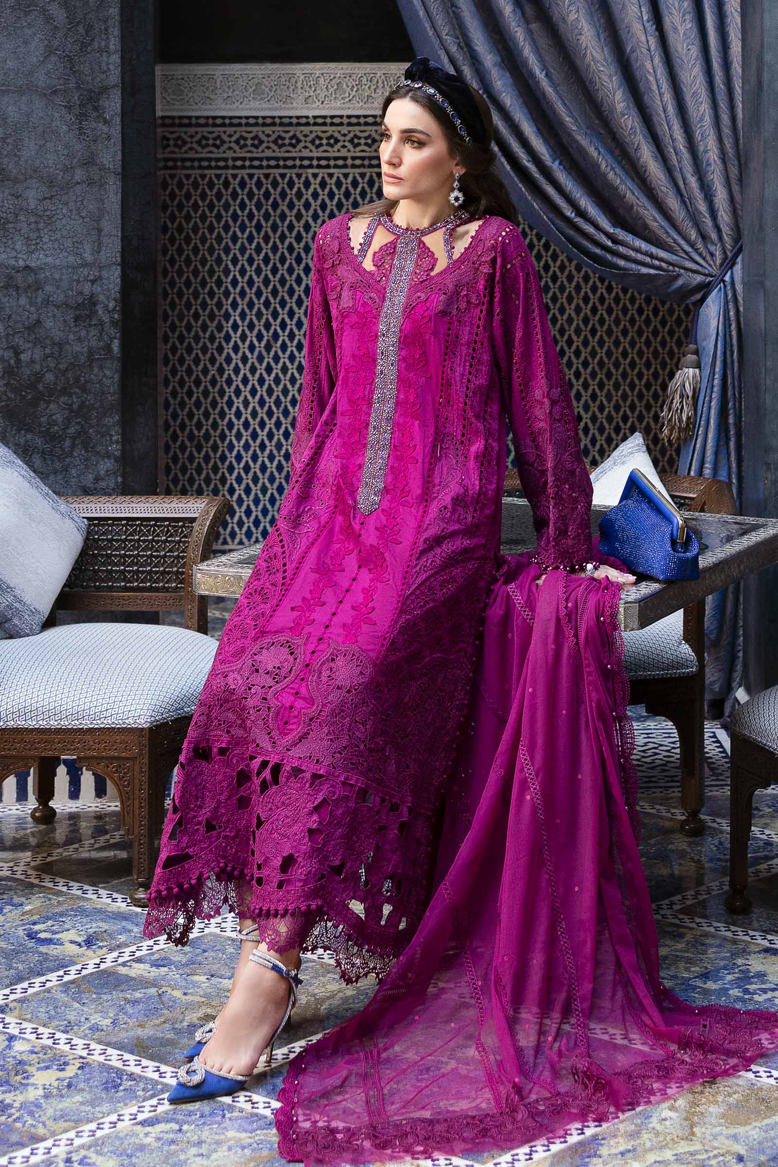 3 Piece Unstitched Embroidered Lawn Suit | D-2502-B - Image 5