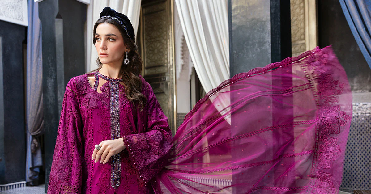 3 Piece Unstitched Embroidered Lawn Suit | D-2502-B - Image 6