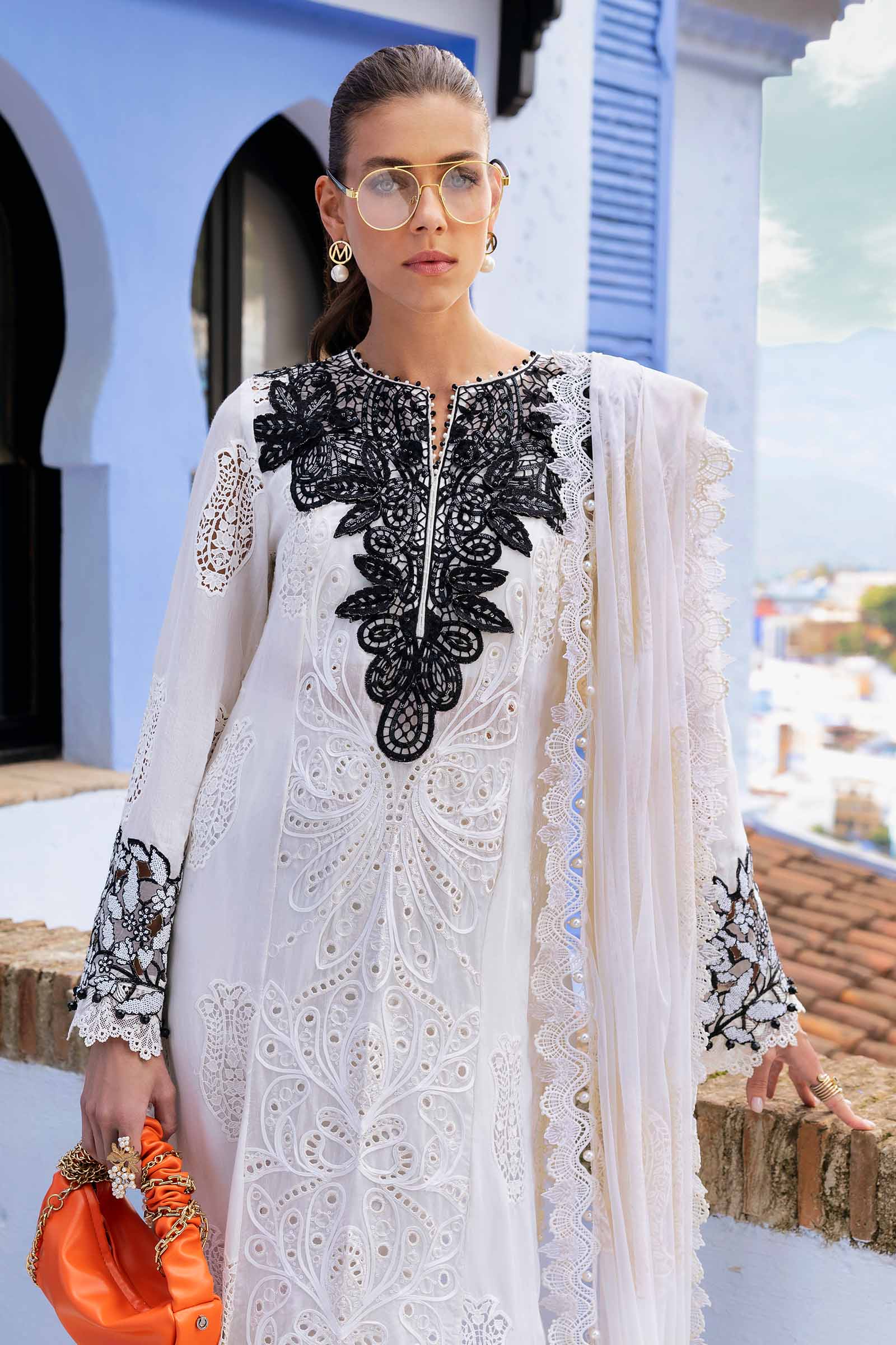 3 Piece Unstitched Embroidered Paper Cotton Suit | D-2505-A - Image 2