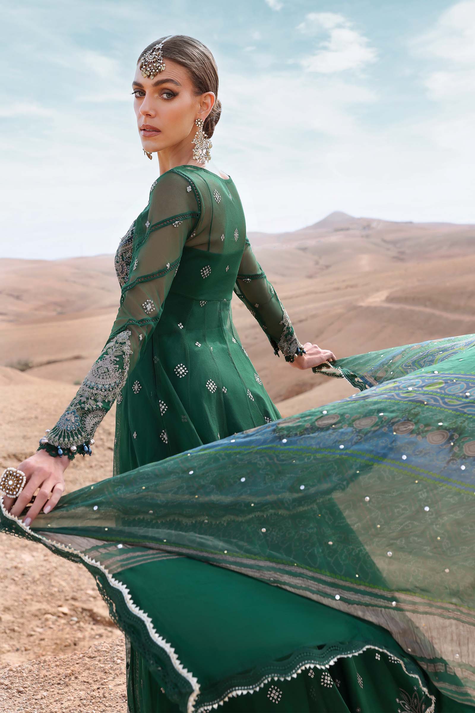 3 Piece Unstitched Embroidered Net Suit | D-2507-A - Image 3