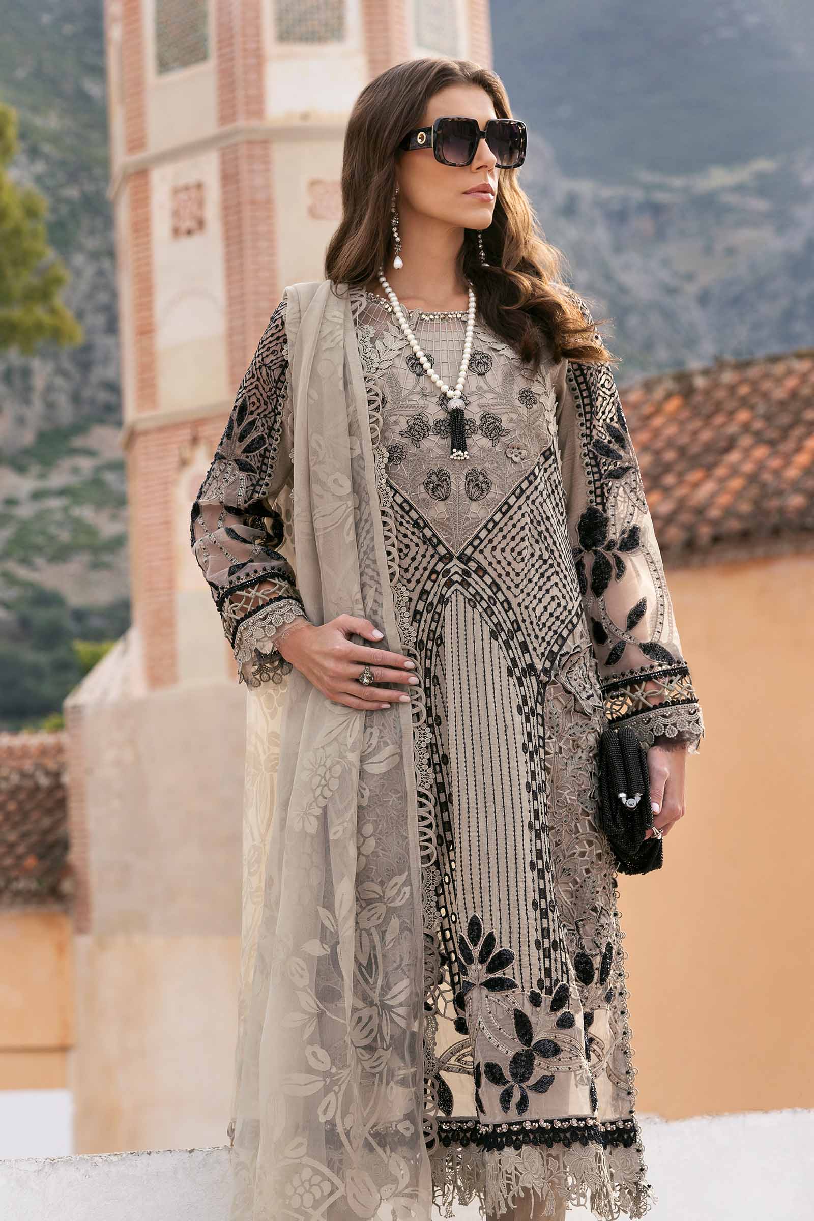 3 Piece Unstitched Embroidered Paper Cotton Suit | D-2510-B - Image 2