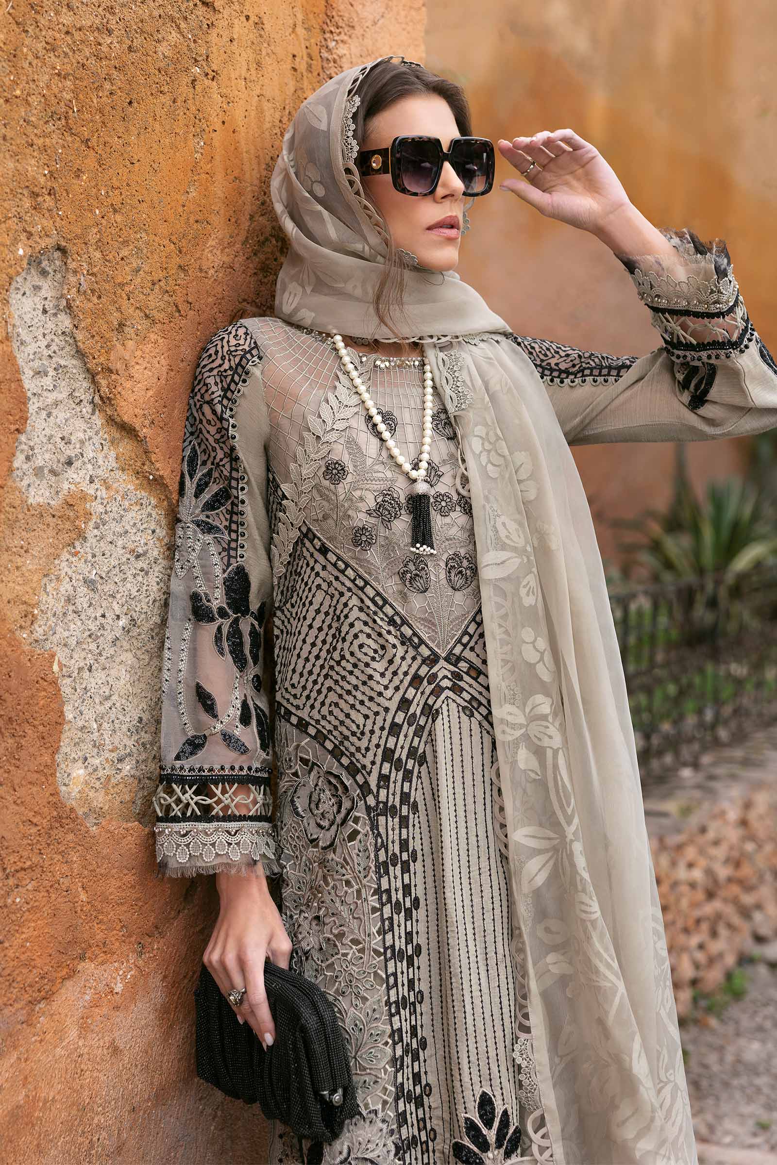 3 Piece Unstitched Embroidered Paper Cotton Suit | D-2510-B - Image 3