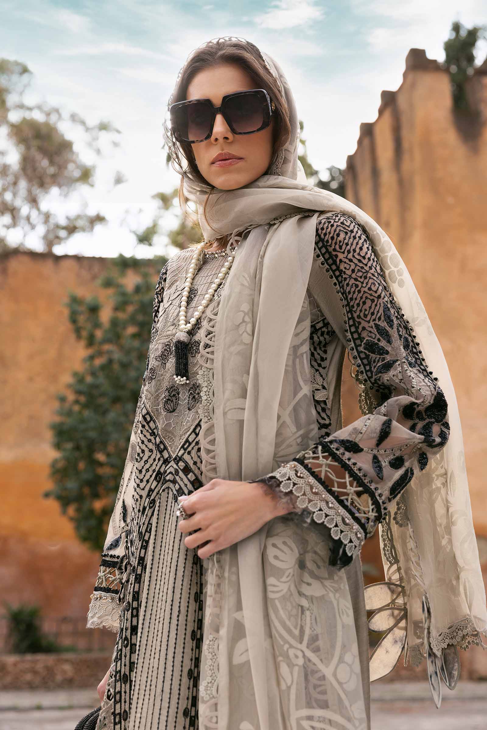 3 Piece Unstitched Embroidered Paper Cotton Suit | D-2510-B - Image 4