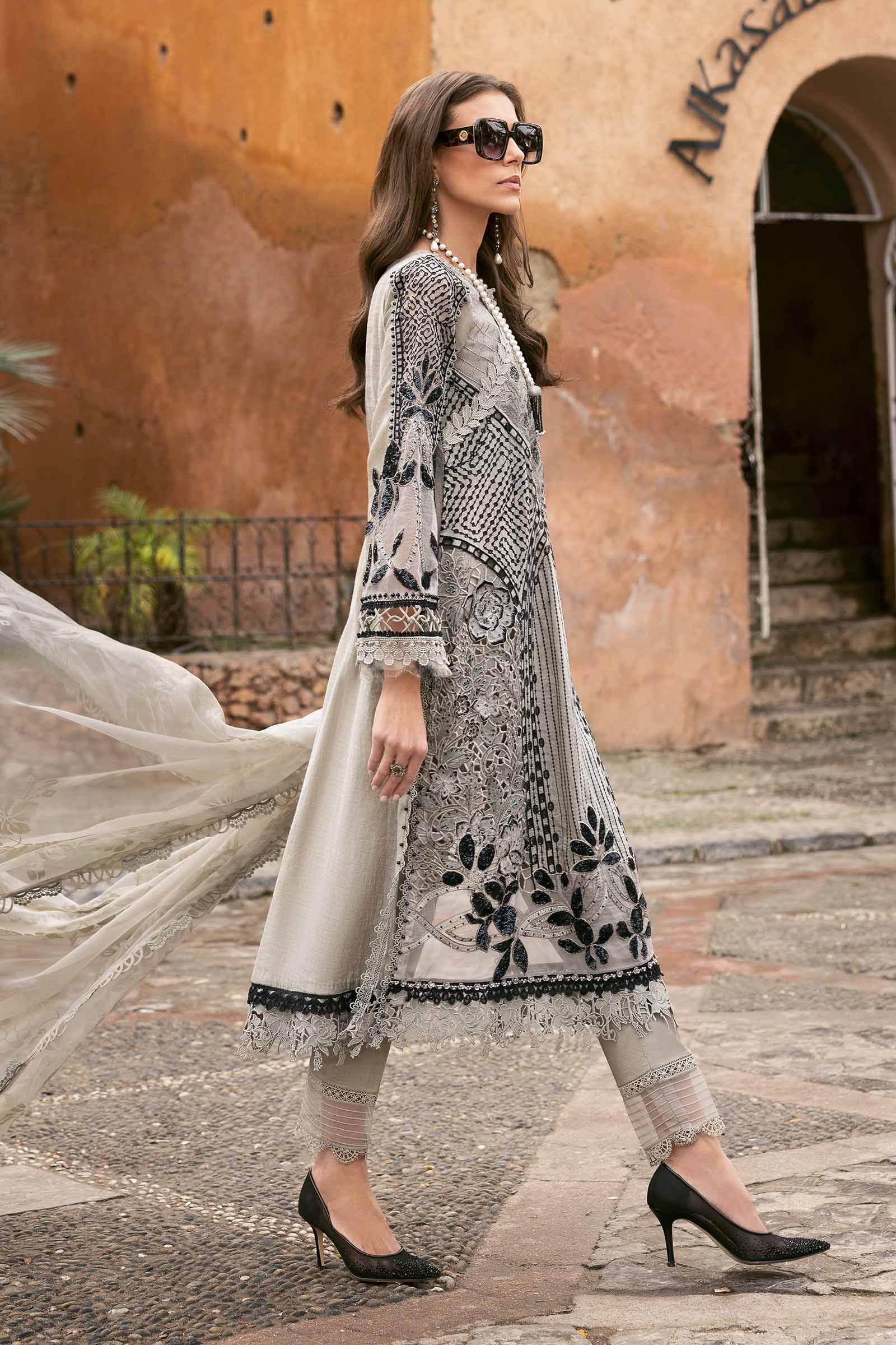 3 Piece Unstitched Embroidered Paper Cotton Suit | D-2510-B - Image 5