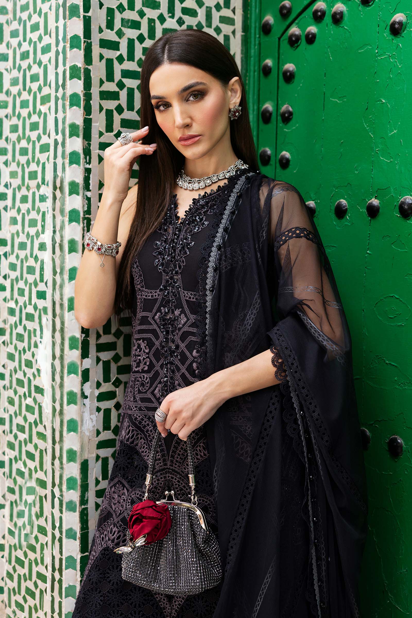 3 Piece Unstitched Embroidered Lawn Suit | D-2512-B - Image 4