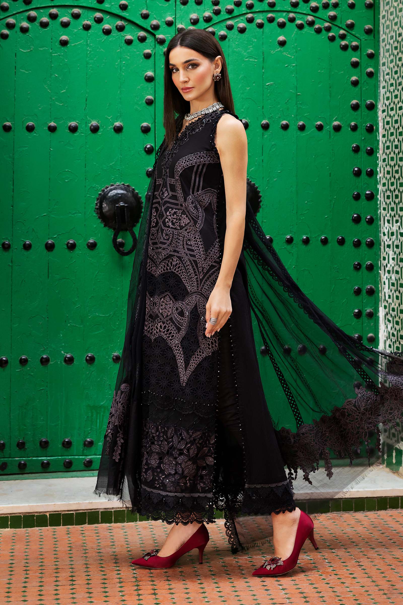 3 Piece Unstitched Embroidered Lawn Suit | D-2512-B - Image 6