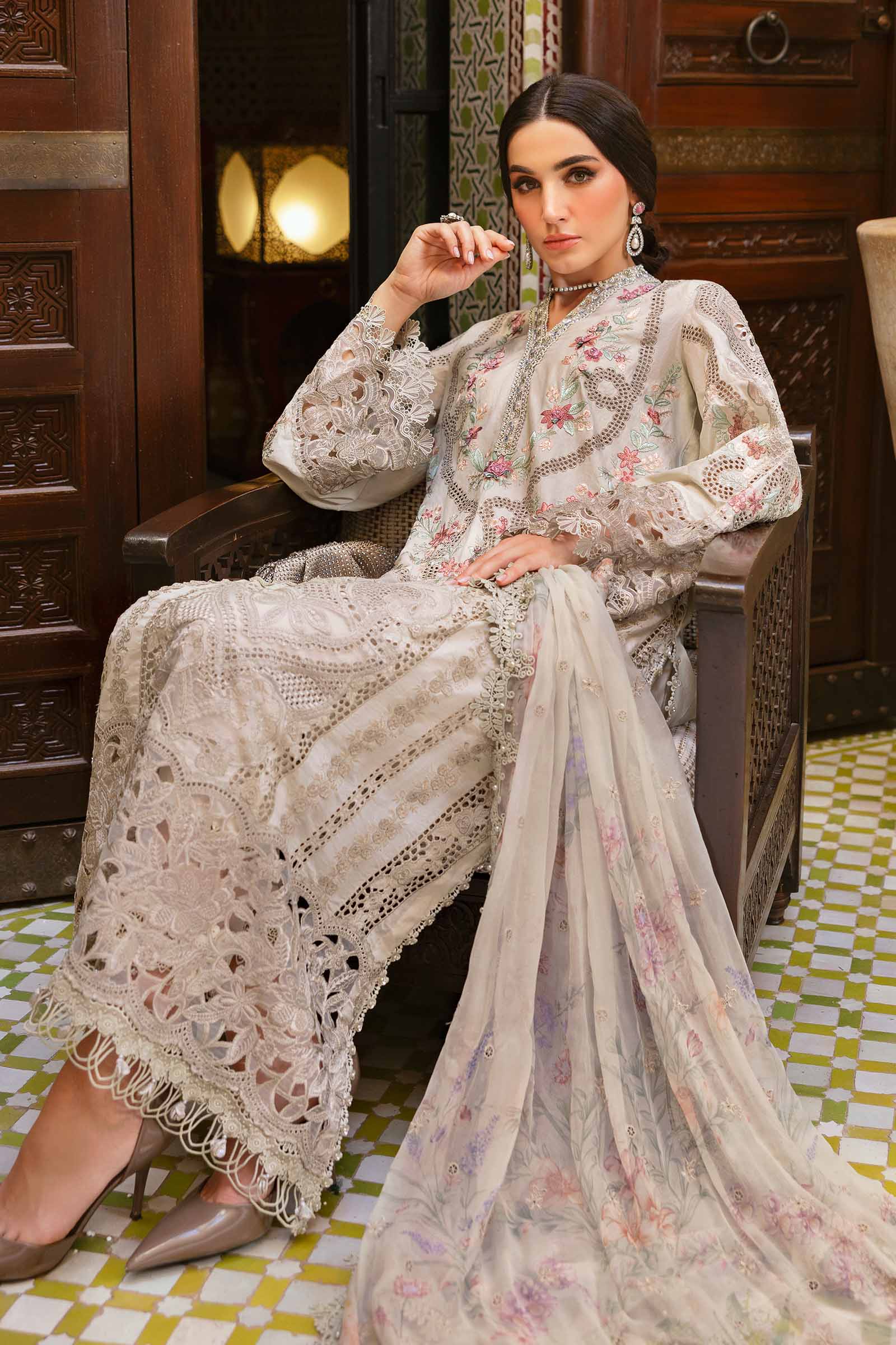 3 Piece Unstitched Embroidered Lawn Suit | D-2514-B - Image 3