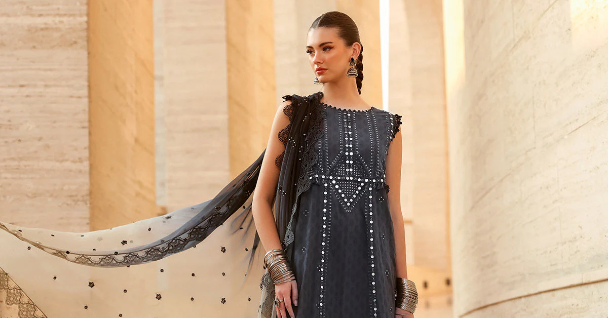 3 Piece Unstitched Embroidered Jacquard Lawn Suit - Image 10