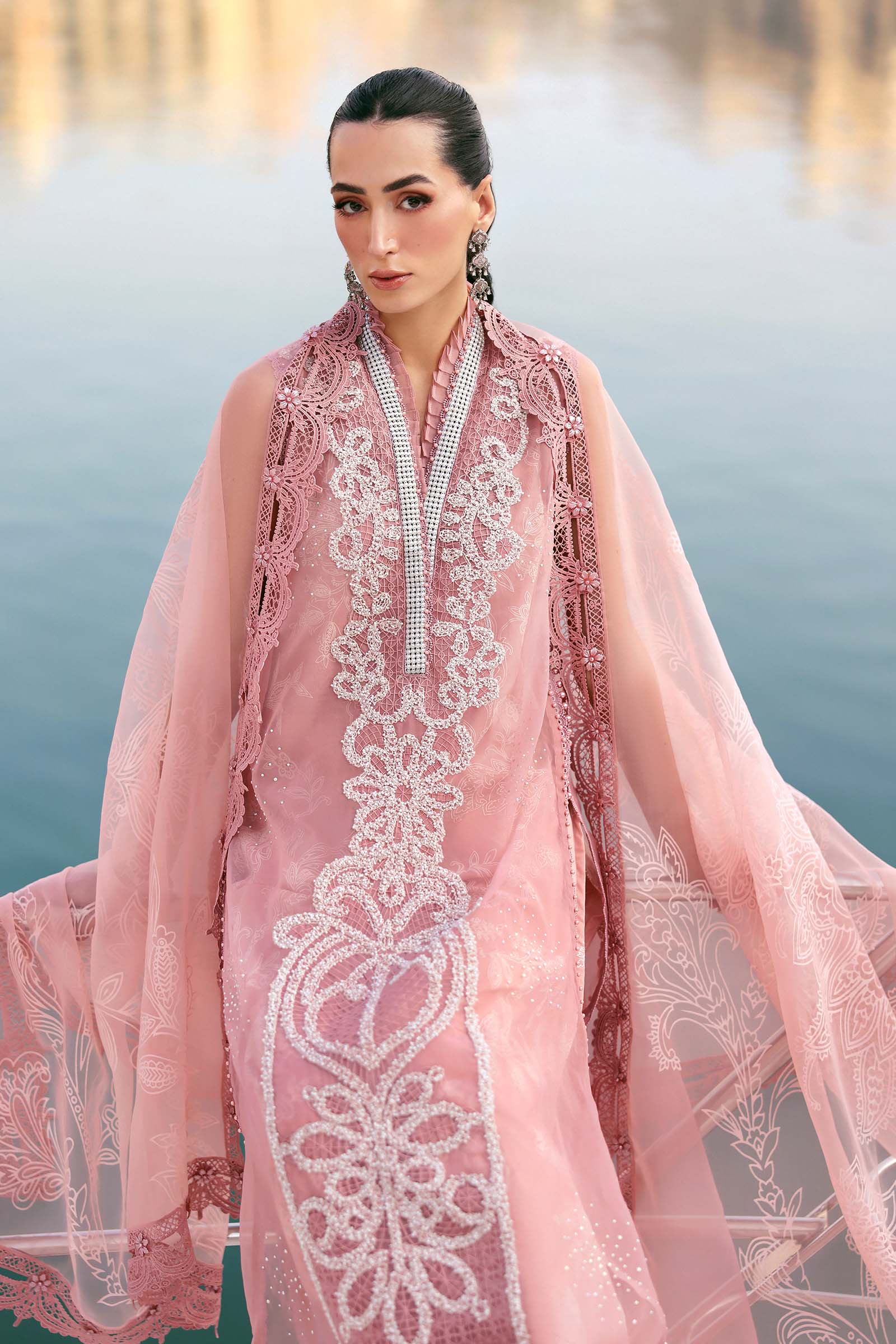 3 Piece Unstitched Embroidered Organza Suit - Image 3