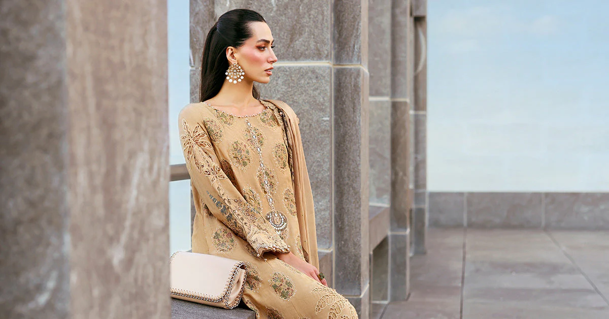 3 Piece Unstitched Embroidered Jacquard Lawn Suit - Image 8