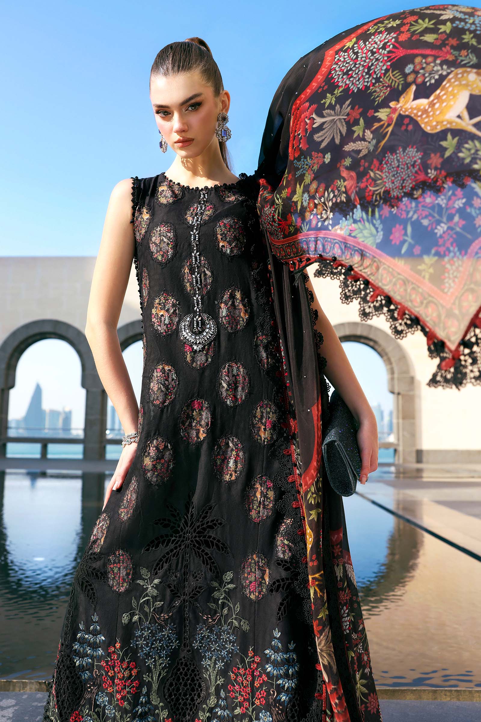 3 Piece Unstitched Embroidered Jacquard Lawn Suit - Image 2