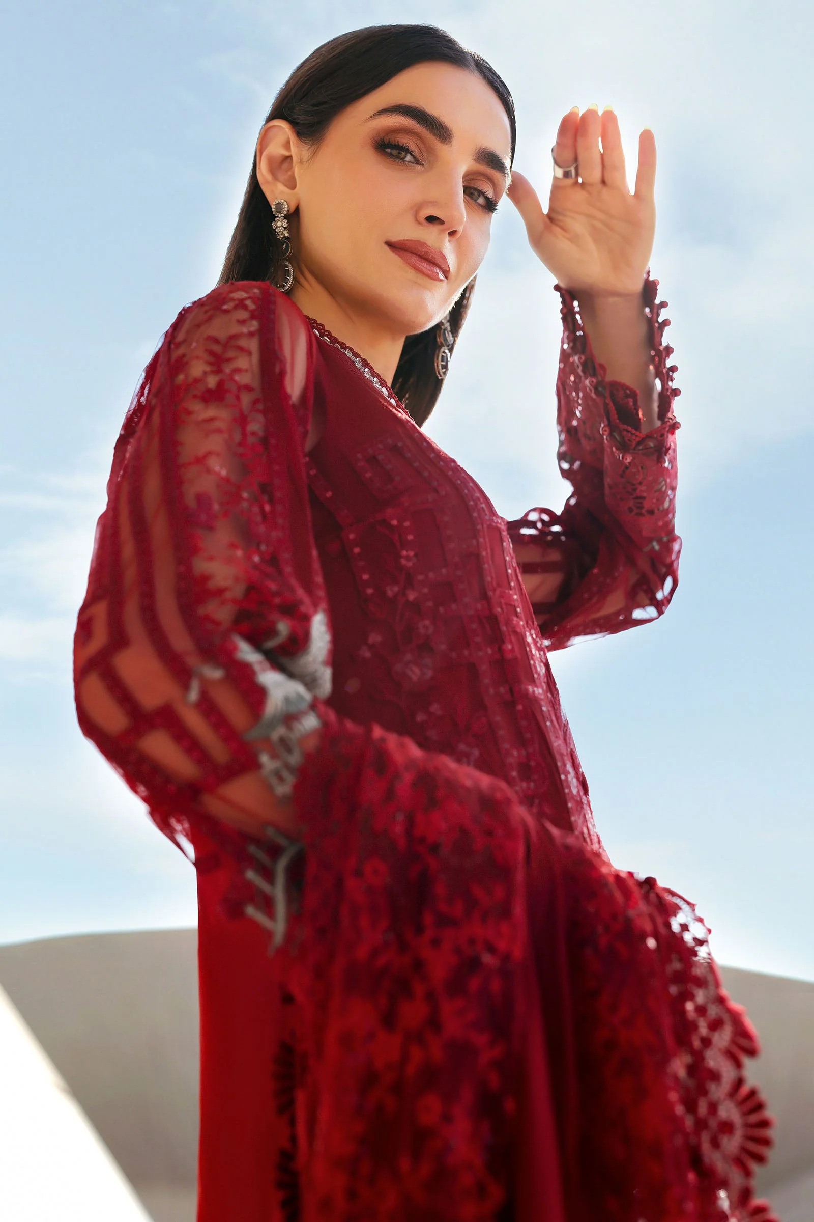 3 Piece Unstitched Embroidered Net Suit - Image 10