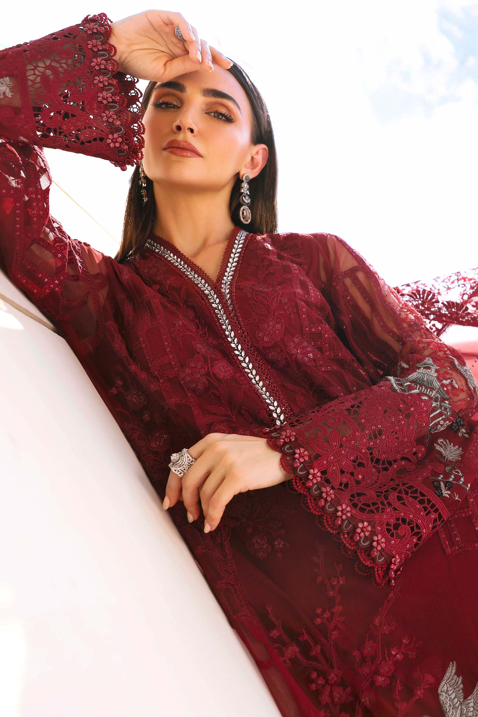 3 Piece Unstitched Embroidered Net Suit - Image 6