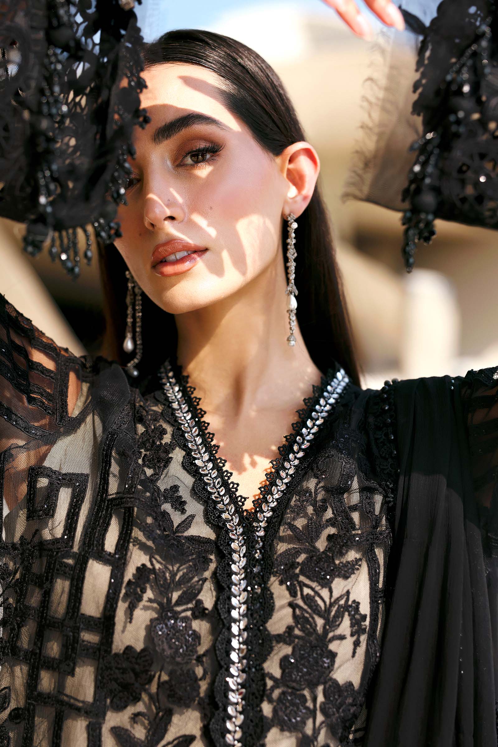 3 Piece Unstitched Embroidered Net Suit - Image 6
